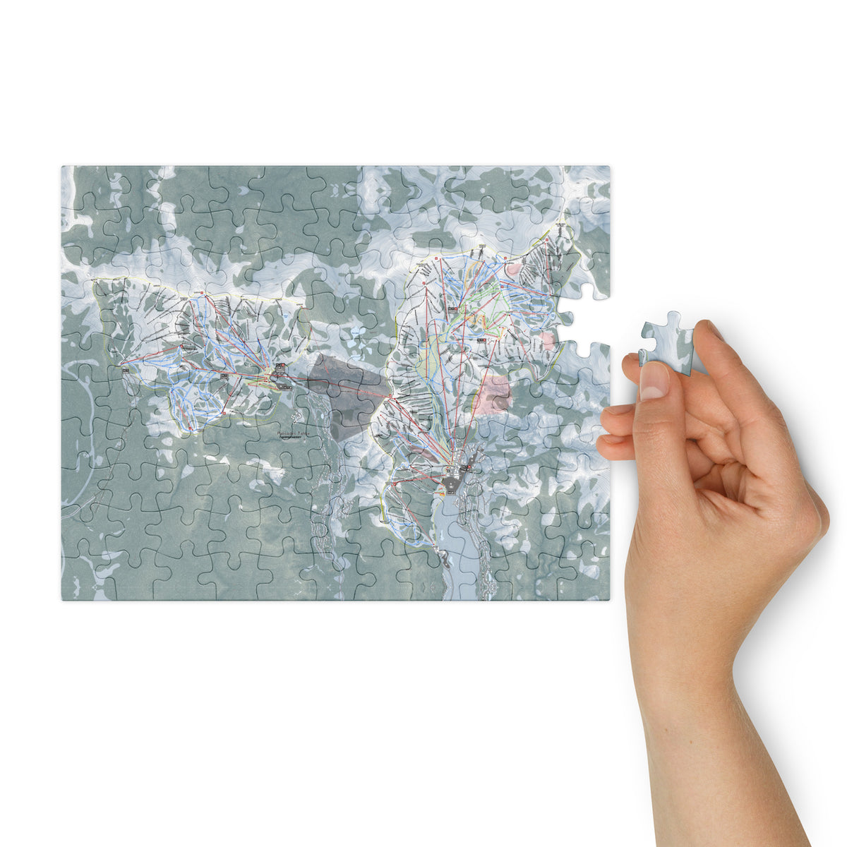 Palisades Tahoe, California Ski Resort Map Jigsaw Puzzle With Tin