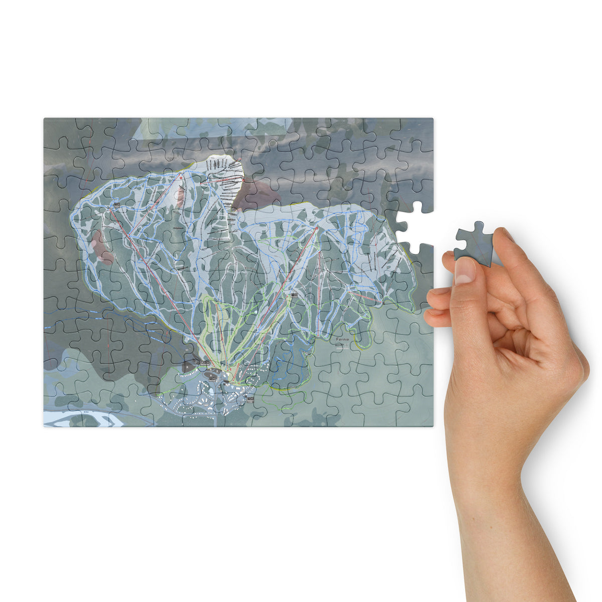 Fernie, British Columbia Ski Resort Map Jigsaw Puzzle With Tin