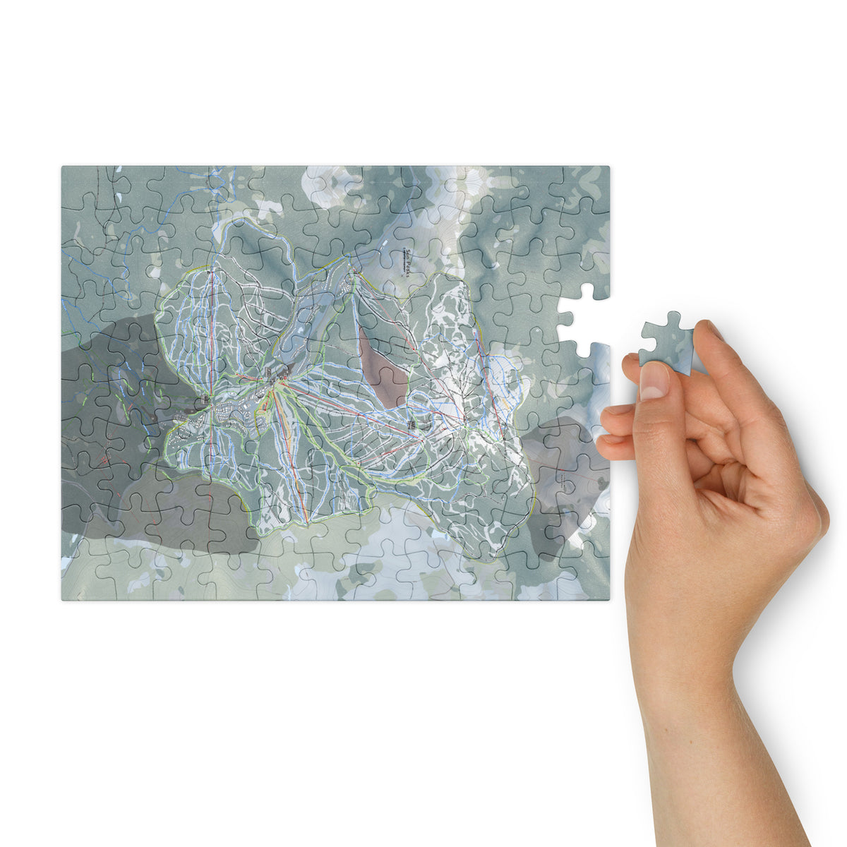 Sun Peaks, British Columbia Ski Resort Map Jigsaw Puzzle With Tin