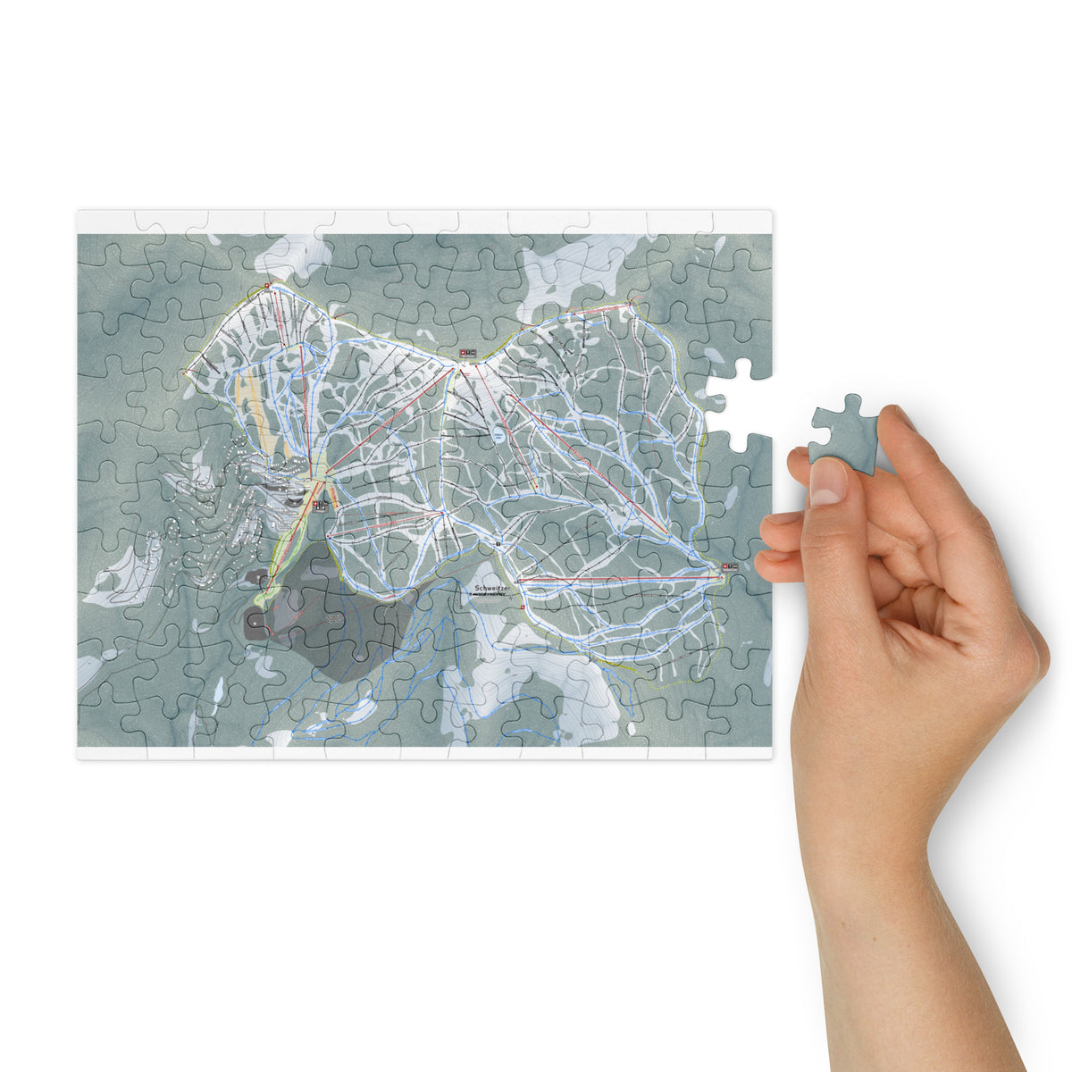 Schweitzer, Idaho Ski Resort Map Jigsaw Puzzle With Tin