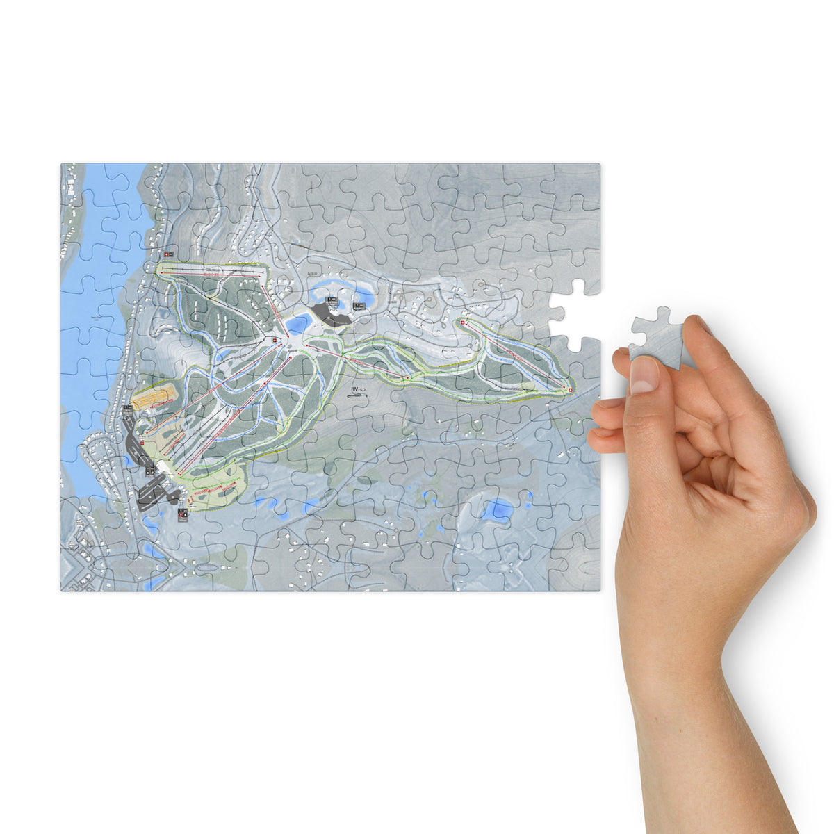 Wisp, Maryland Ski Resort Map Jigsaw Puzzle With Tin