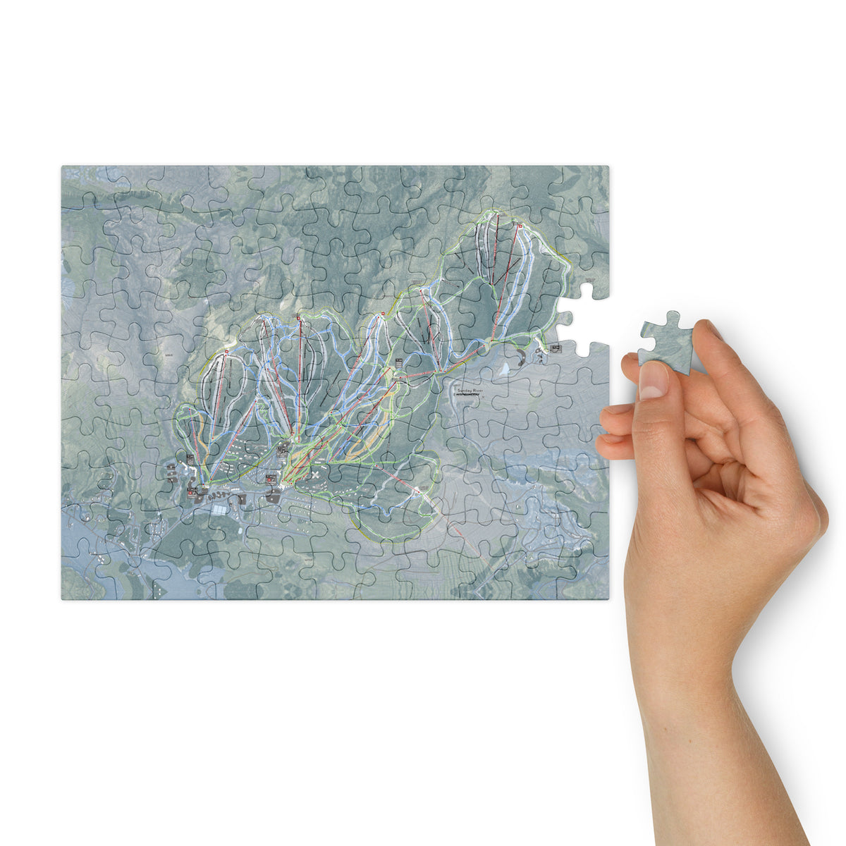 Sunday River, Maine Ski Resort Map Jigsaw Puzzle With Tin