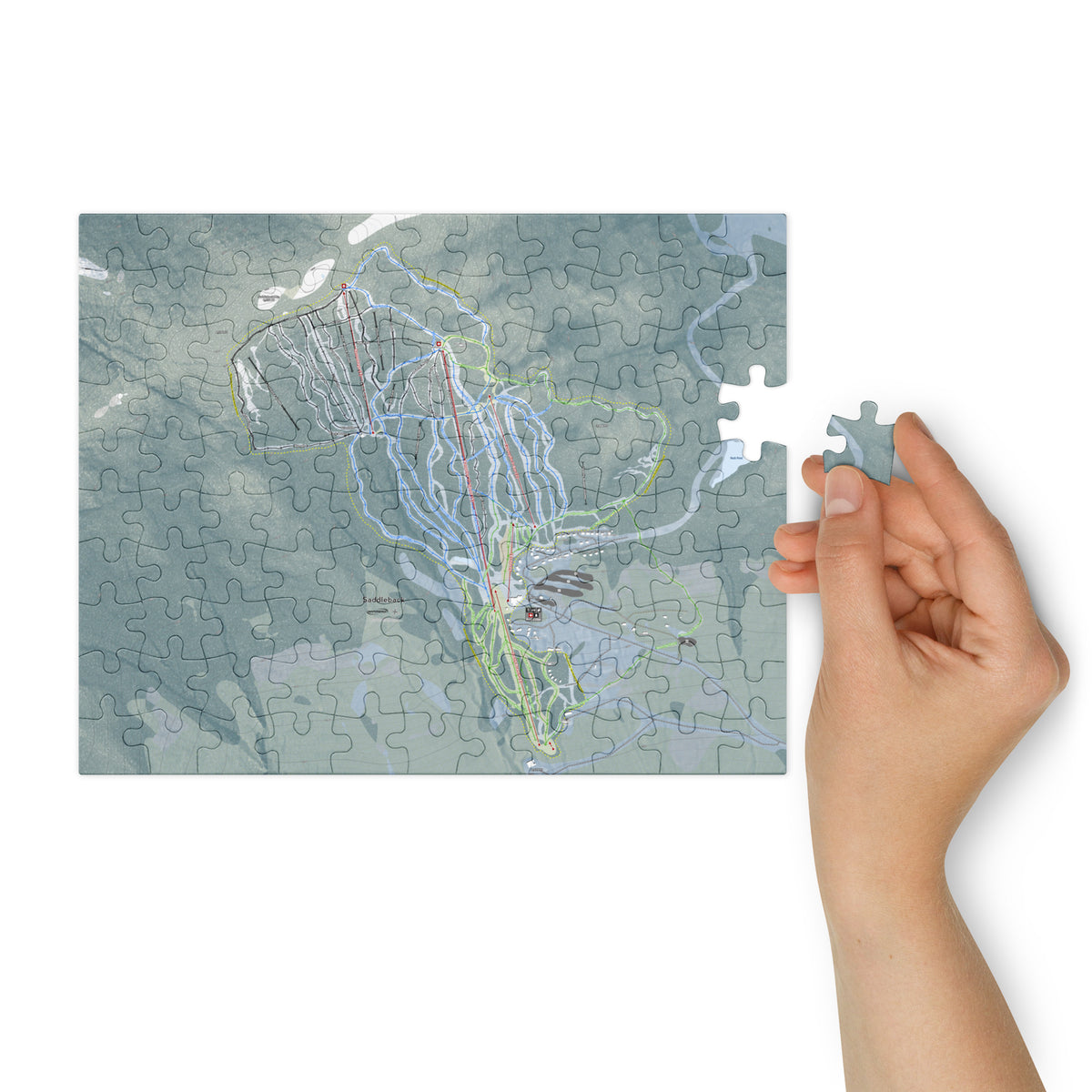 Saddleback Mountain, Maine Ski Resort Map Jigsaw Puzzle With Tin