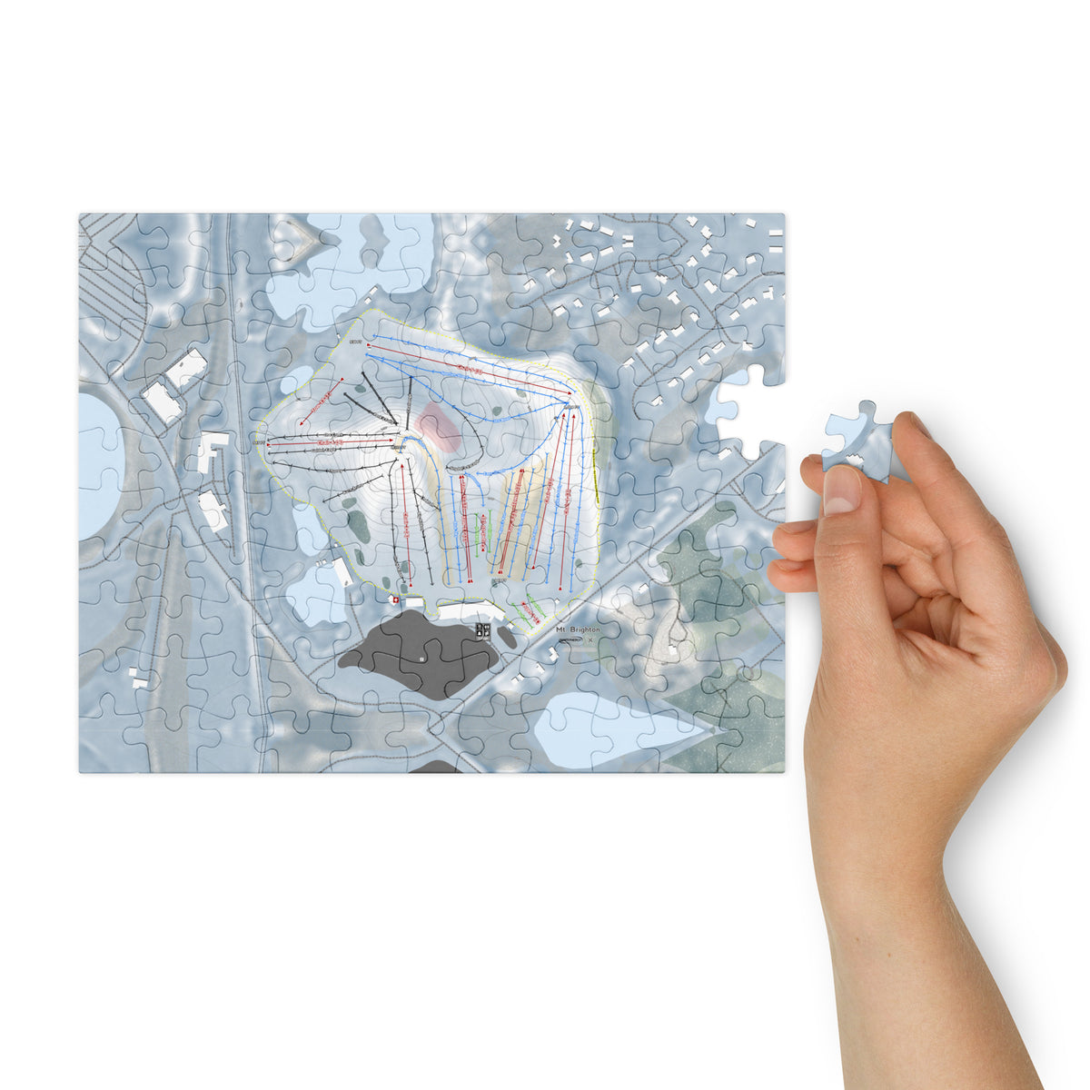 Mt Brighton, Michigan Ski Resort Map Jigsaw Puzzle With Tin