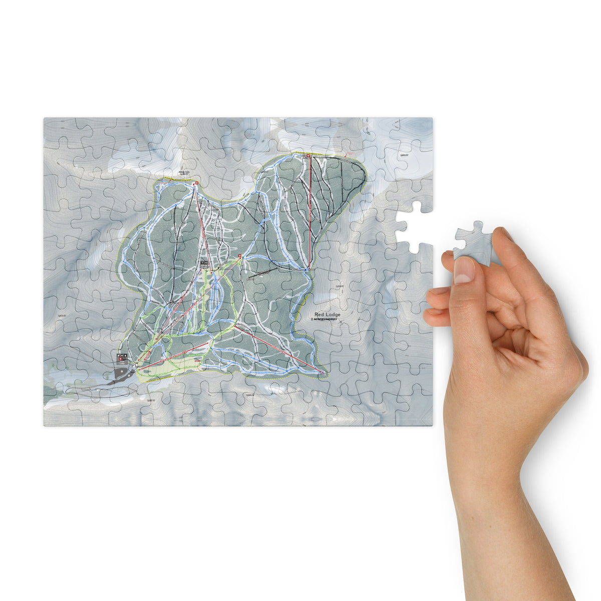 Red Lodge, Montana Ski Resort Map Jigsaw Puzzle With Tin
