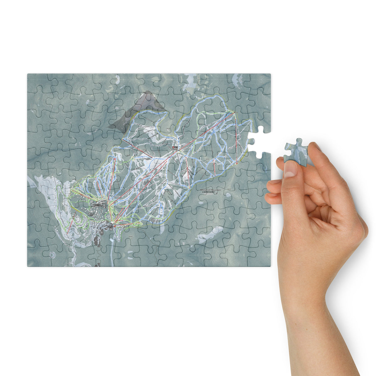 Whitefish Mountain, Montana Ski Resort Map Jigsaw Puzzle With Tin