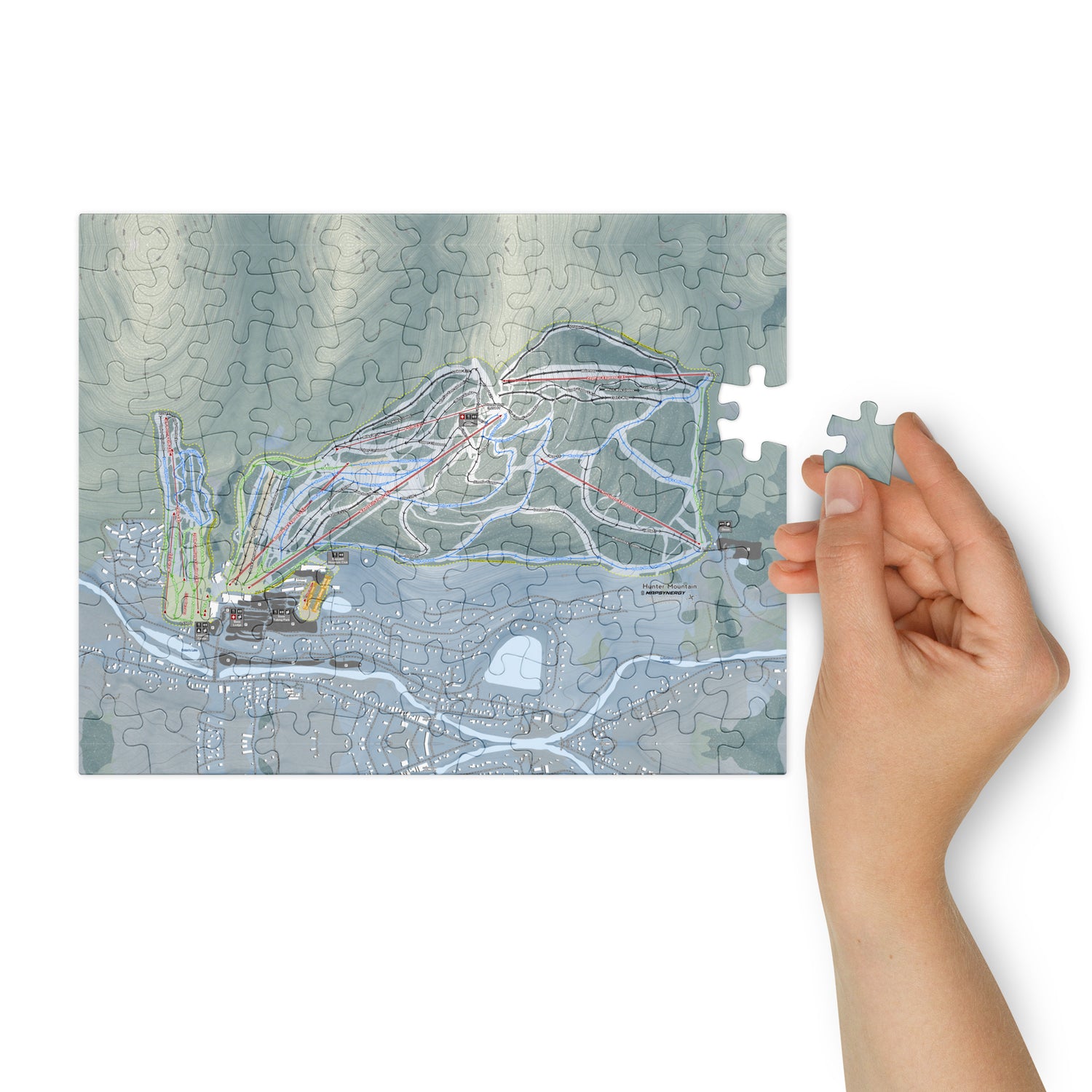 Hunter Mountain, New York Ski Resort Map Jigsaw Puzzle With Tin