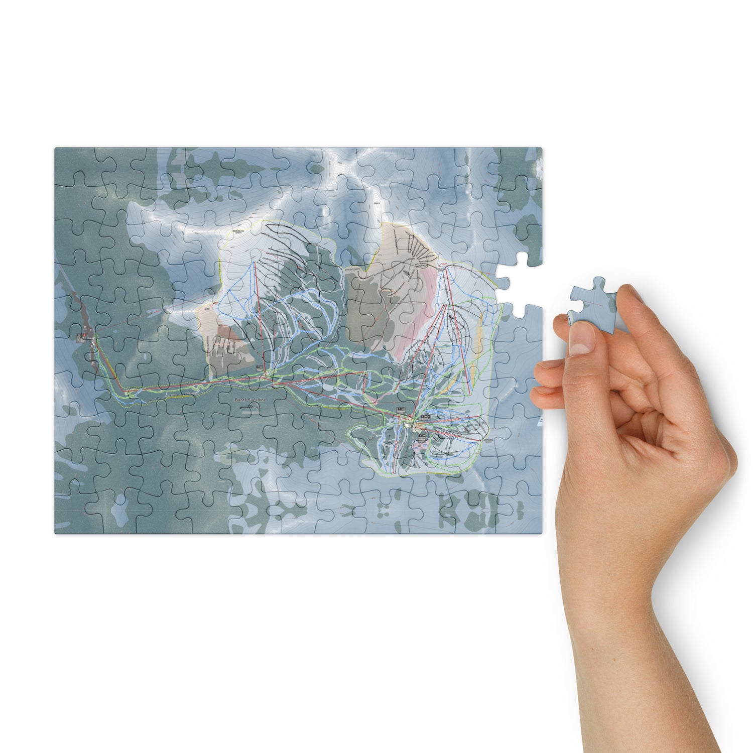 Banff Sunshine, Alberta Ski Resort Map Jigsaw Puzzle With Tin