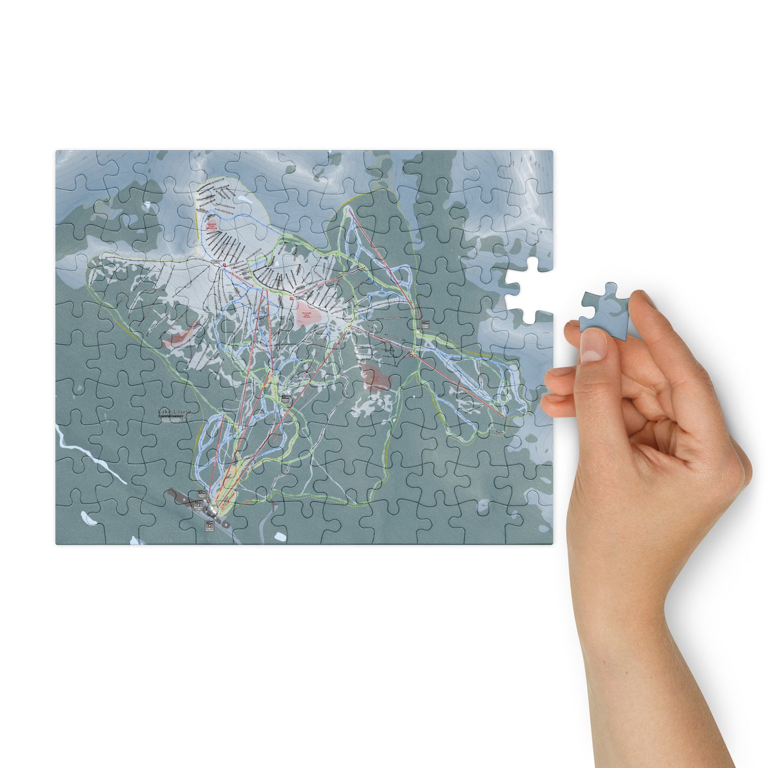 Lake Loiuse, Alberta Ski Resort Map Jigsaw Puzzle With Tin