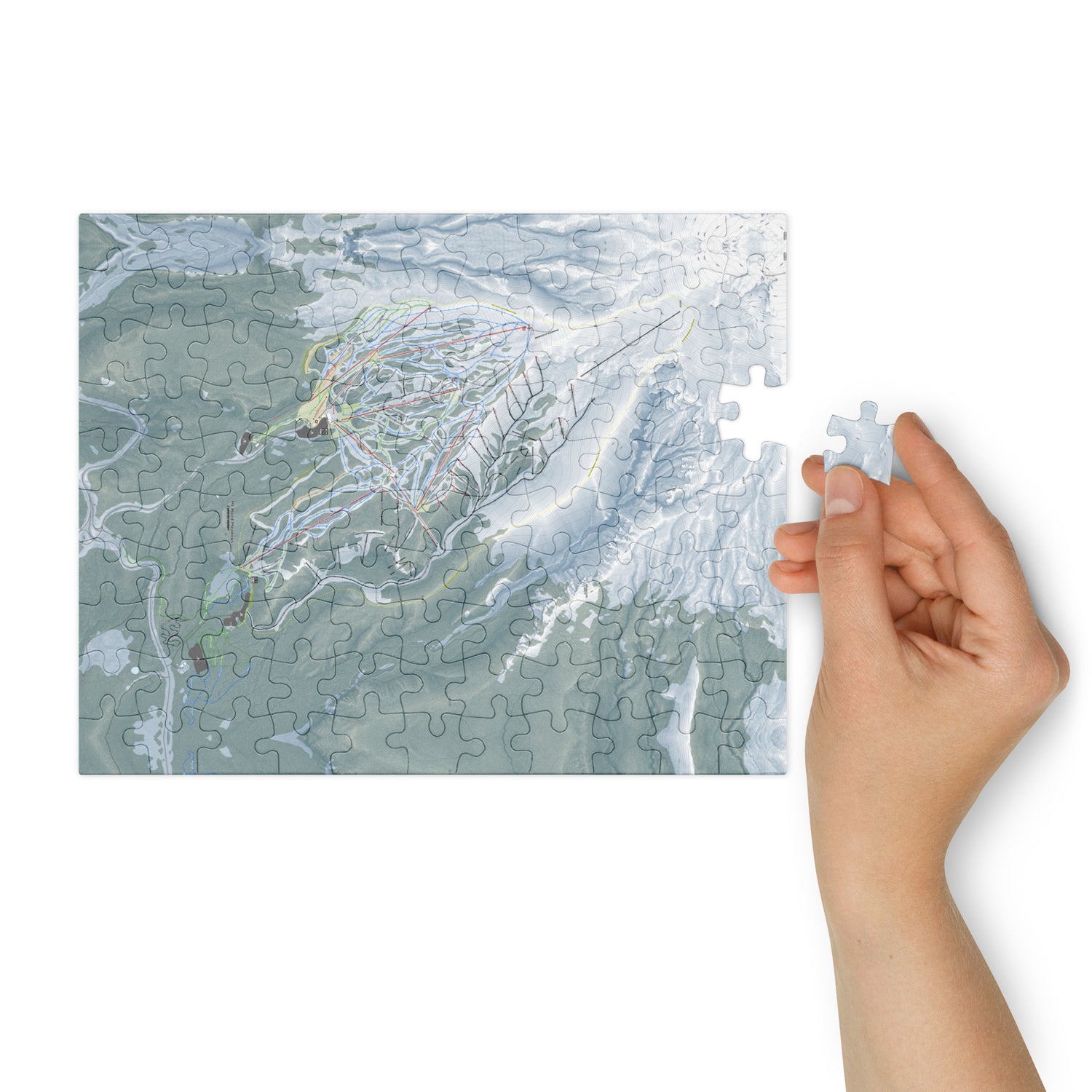Mt Hood Meadows, Oregon Ski Resort Map Jigsaw Puzzle With Tin