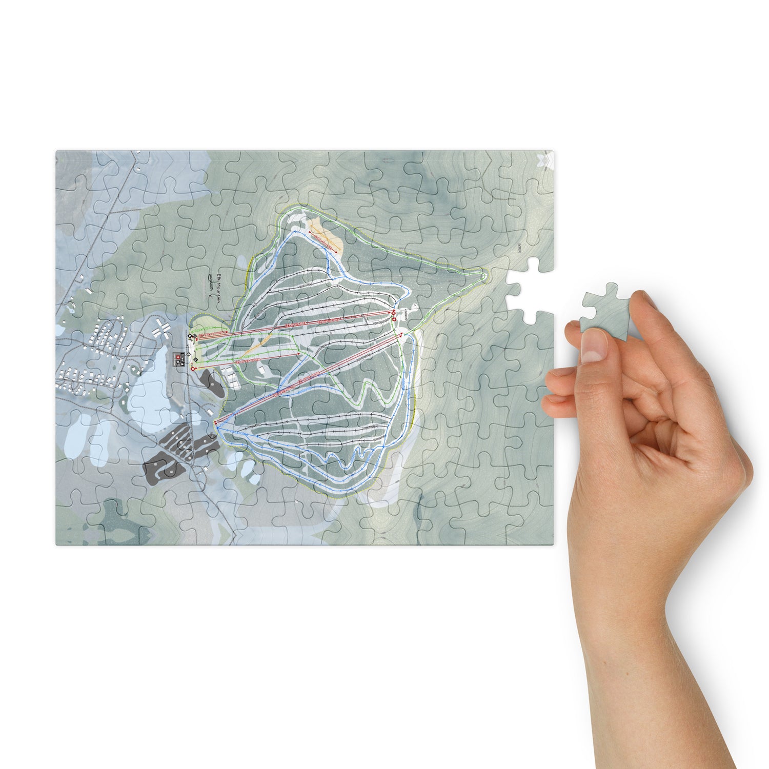 Elk Mountain, Pennsylvania Ski Resort Map Jigsaw Puzzle With Tin