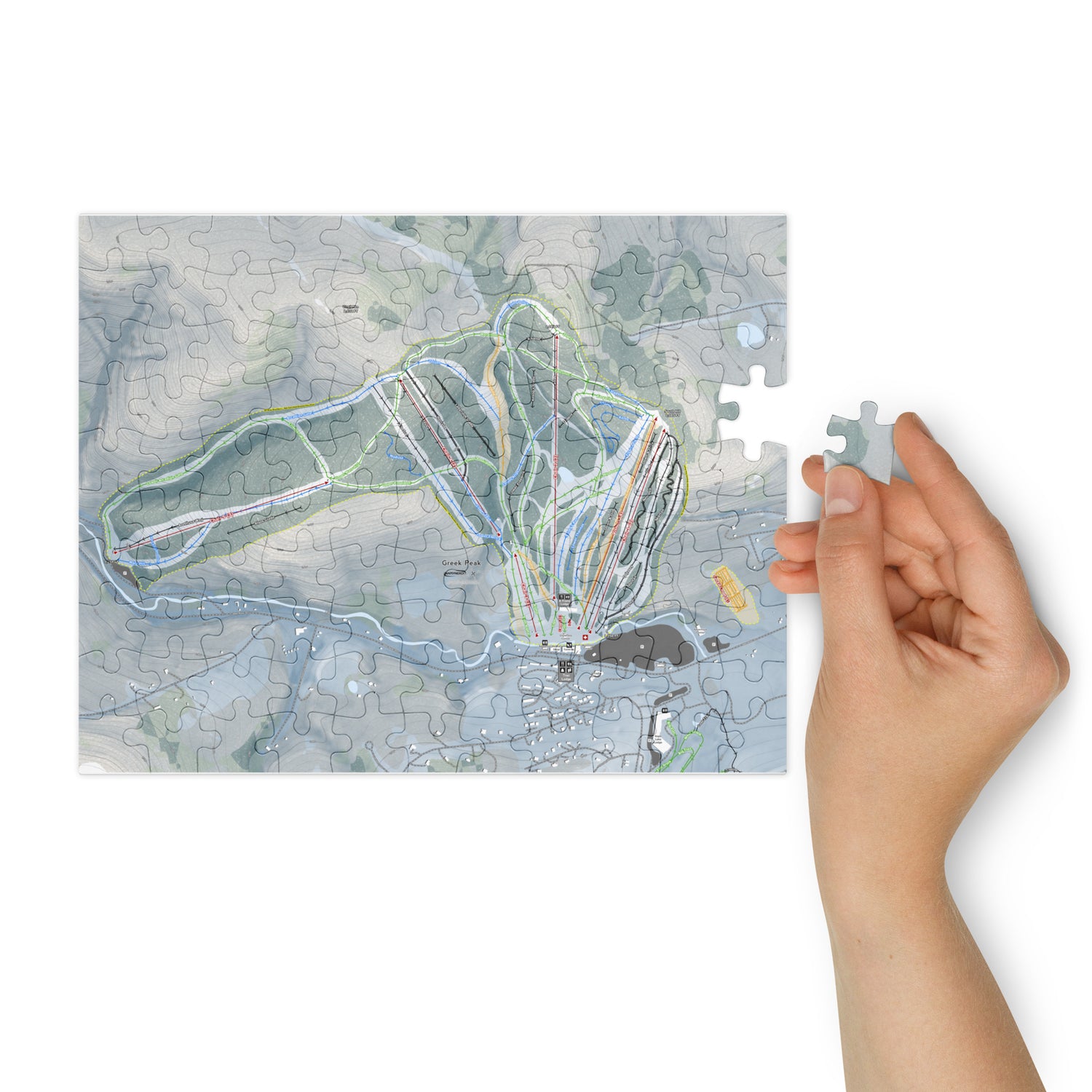 Greek Peak, New York Ski Resort Map Jigsaw Puzzle With Tin