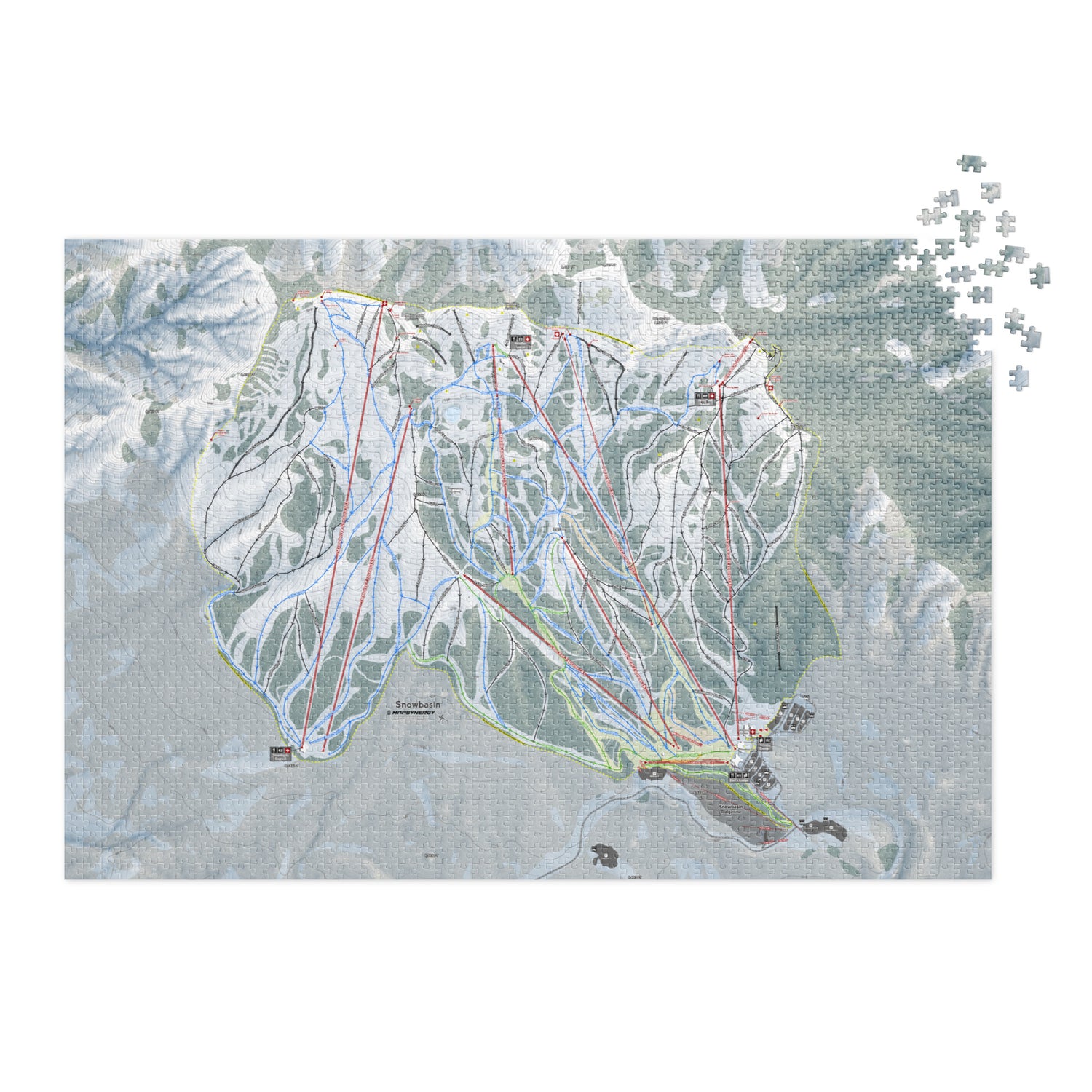 Snowbasin, Utah Ski Resort Map Jigsaw Puzzle With Tin