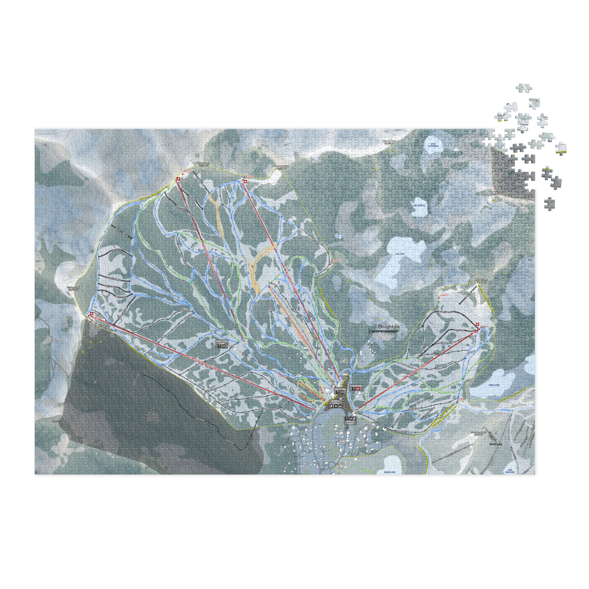 Brighton, Utah Ski Resort Map Jigsaw Puzzle With Tin