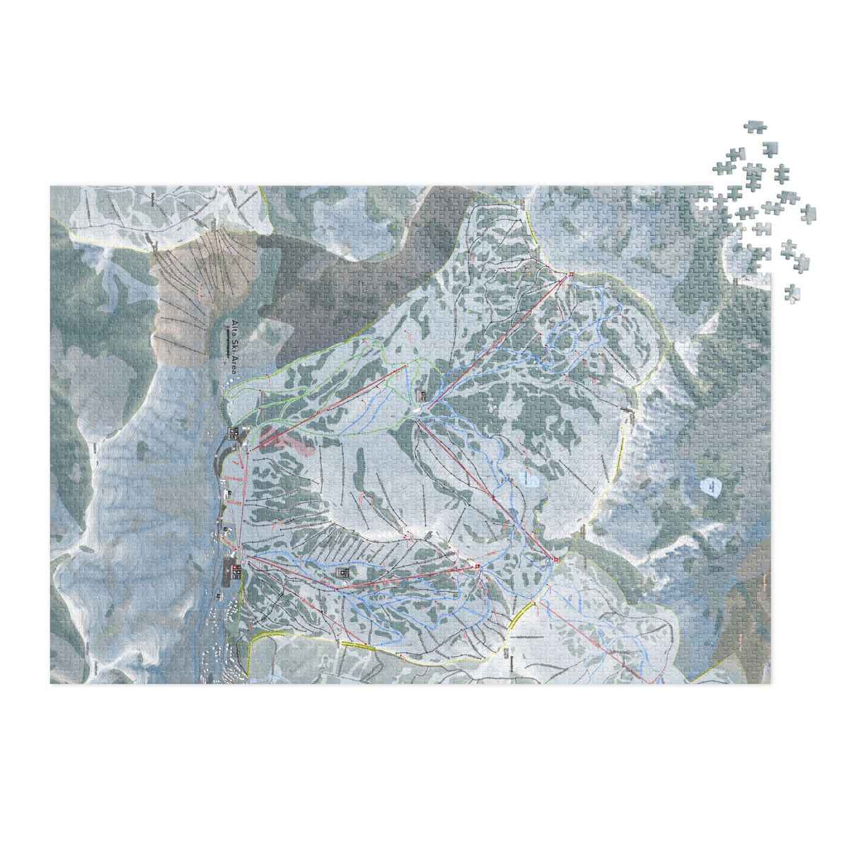 Alta, Utah Ski Resort Map Jigsaw Puzzle With Tin