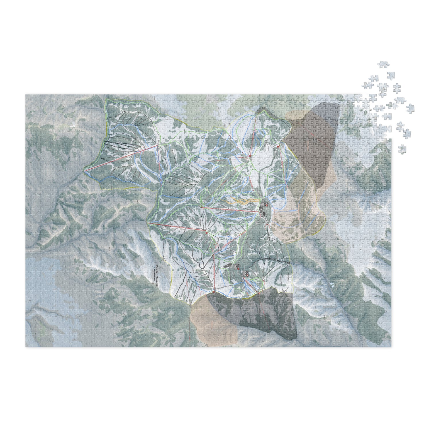 Powder Mountain, Utah Ski Resort Map Jigsaw Puzzle With Tin