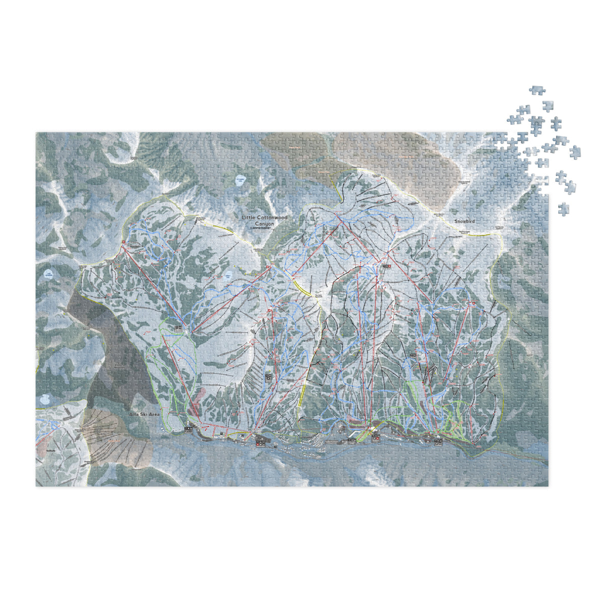 Little Cottonwood, Utah Ski Resort Map Jigsaw Puzzle With Tin