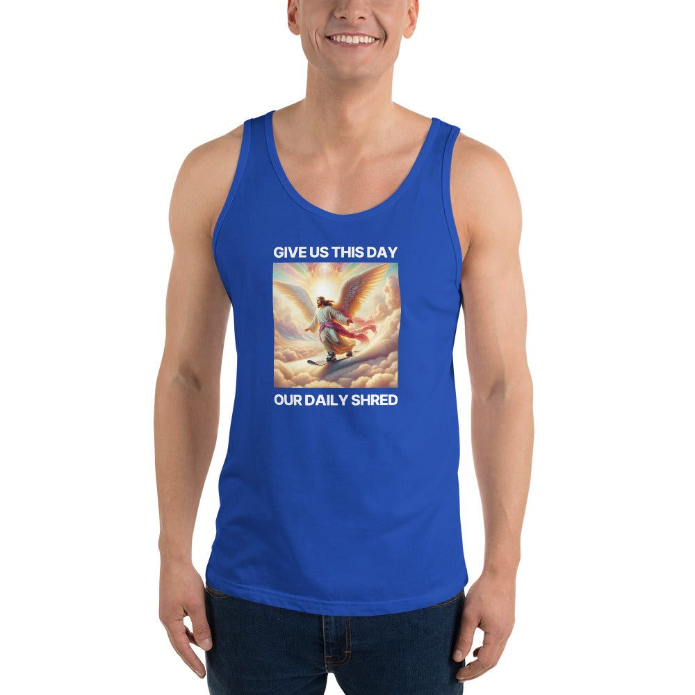 Give Us This Day Our Daily Shred (Snowboarding) Men's Tank Top - Powderaddicts