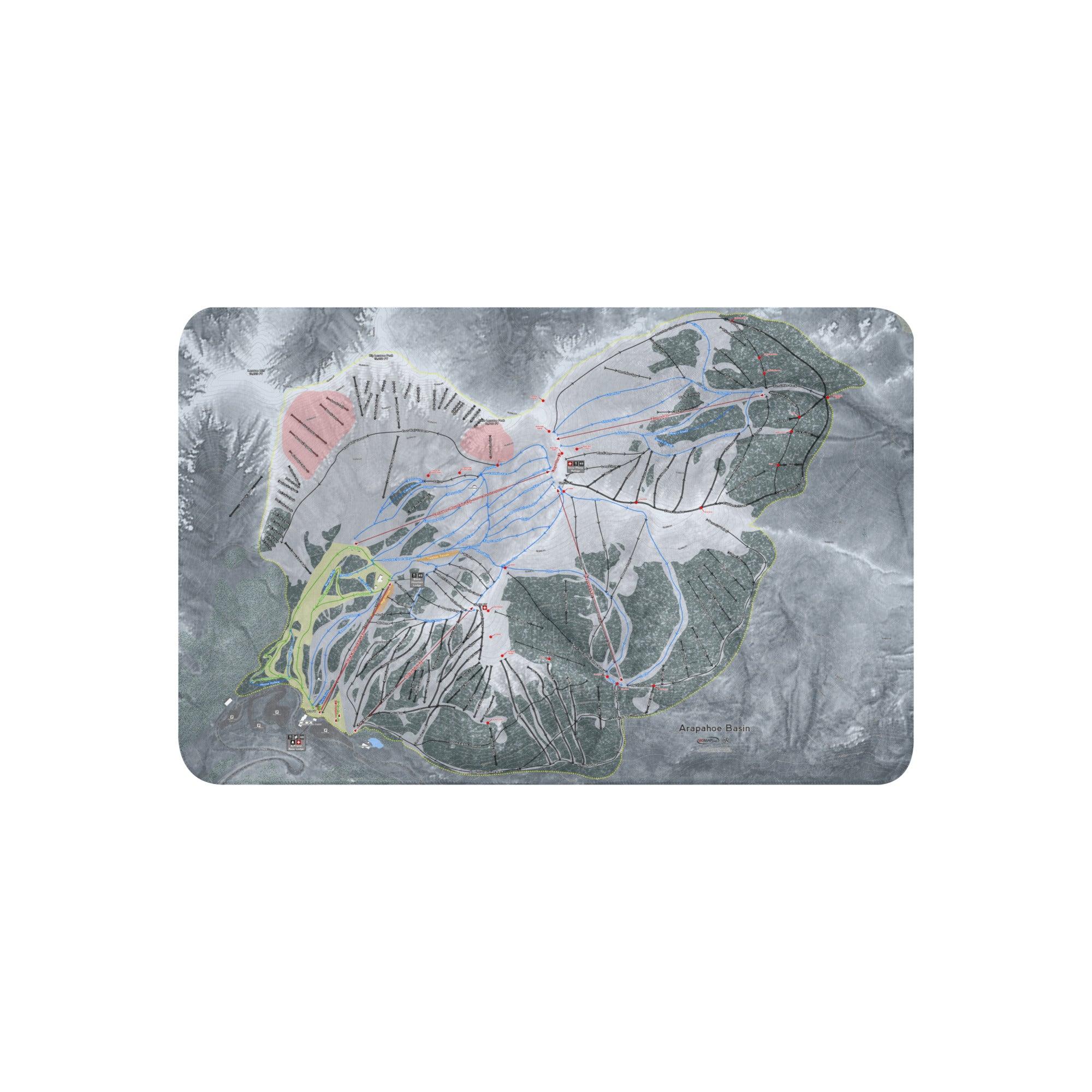 Arapahoe Basin, Colorado Ski Resort Map Sherpa blanket