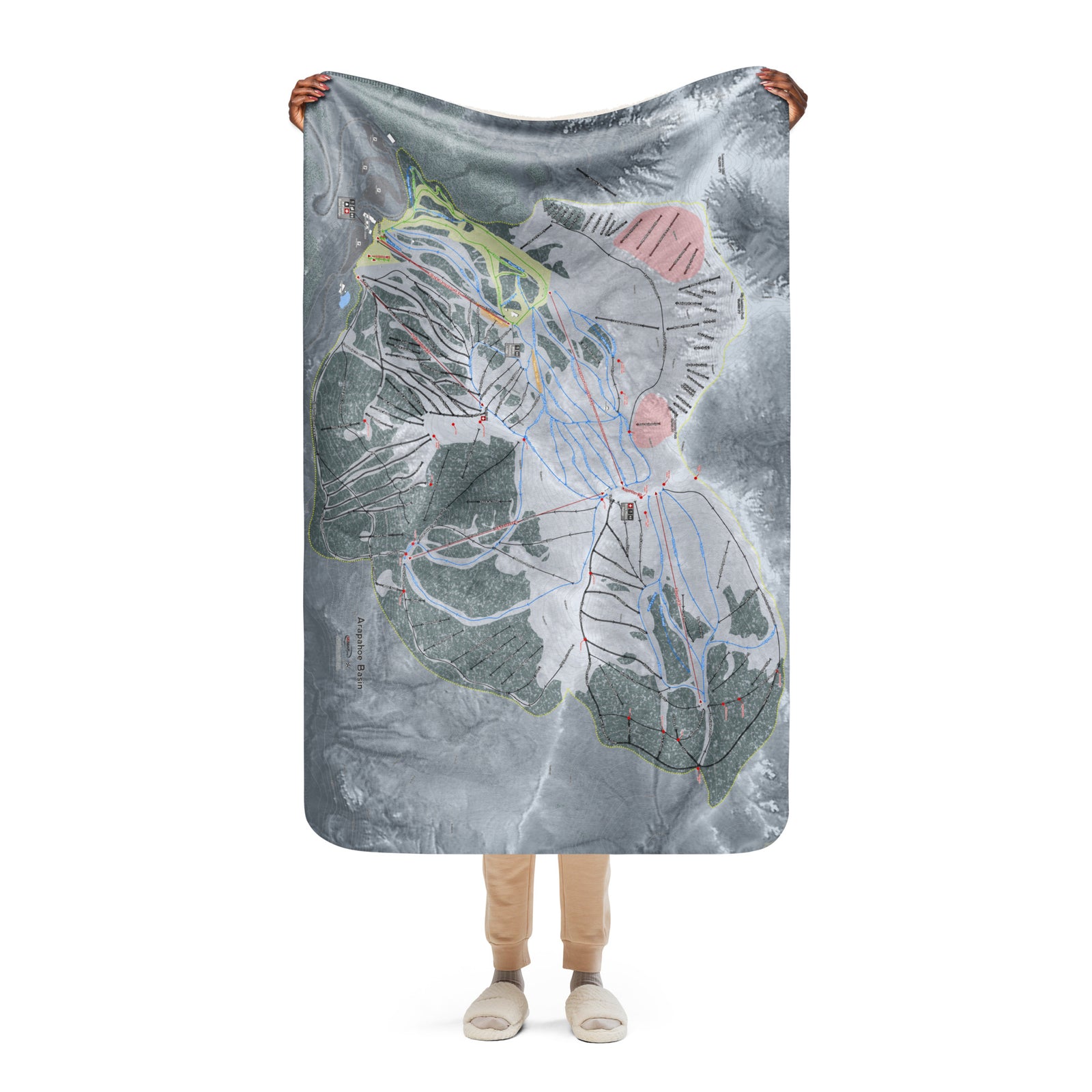 Arapahoe Basin, Colorado Ski Resort Map Sherpa blanket