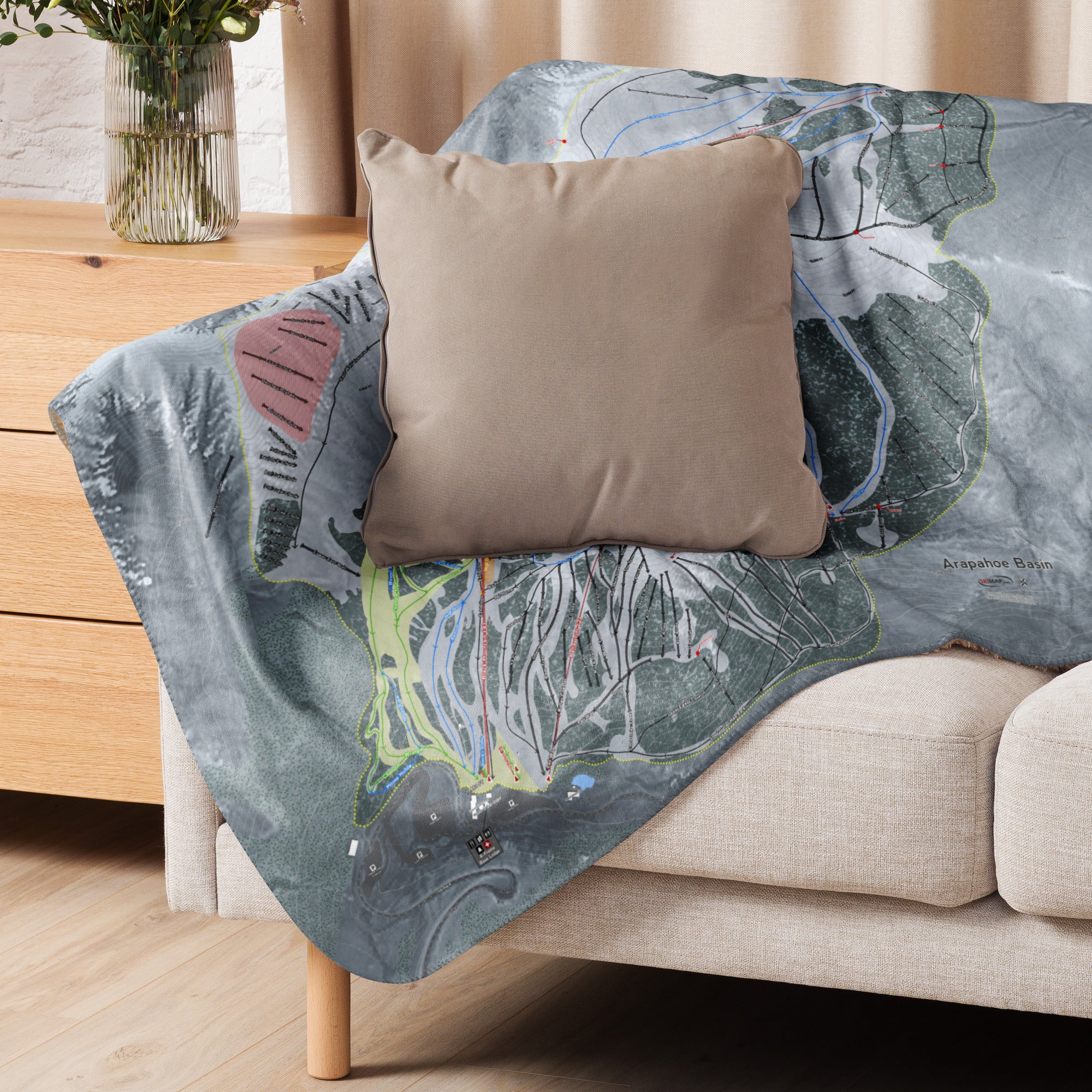Arapahoe Basin, Colorado Ski Resort Map Sherpa blanket