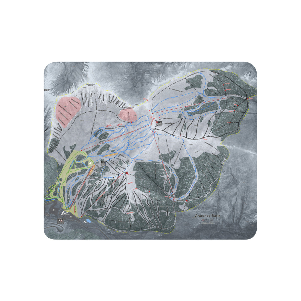 Arapahoe Basin, Colorado Ski Resort Map Sherpa blanket