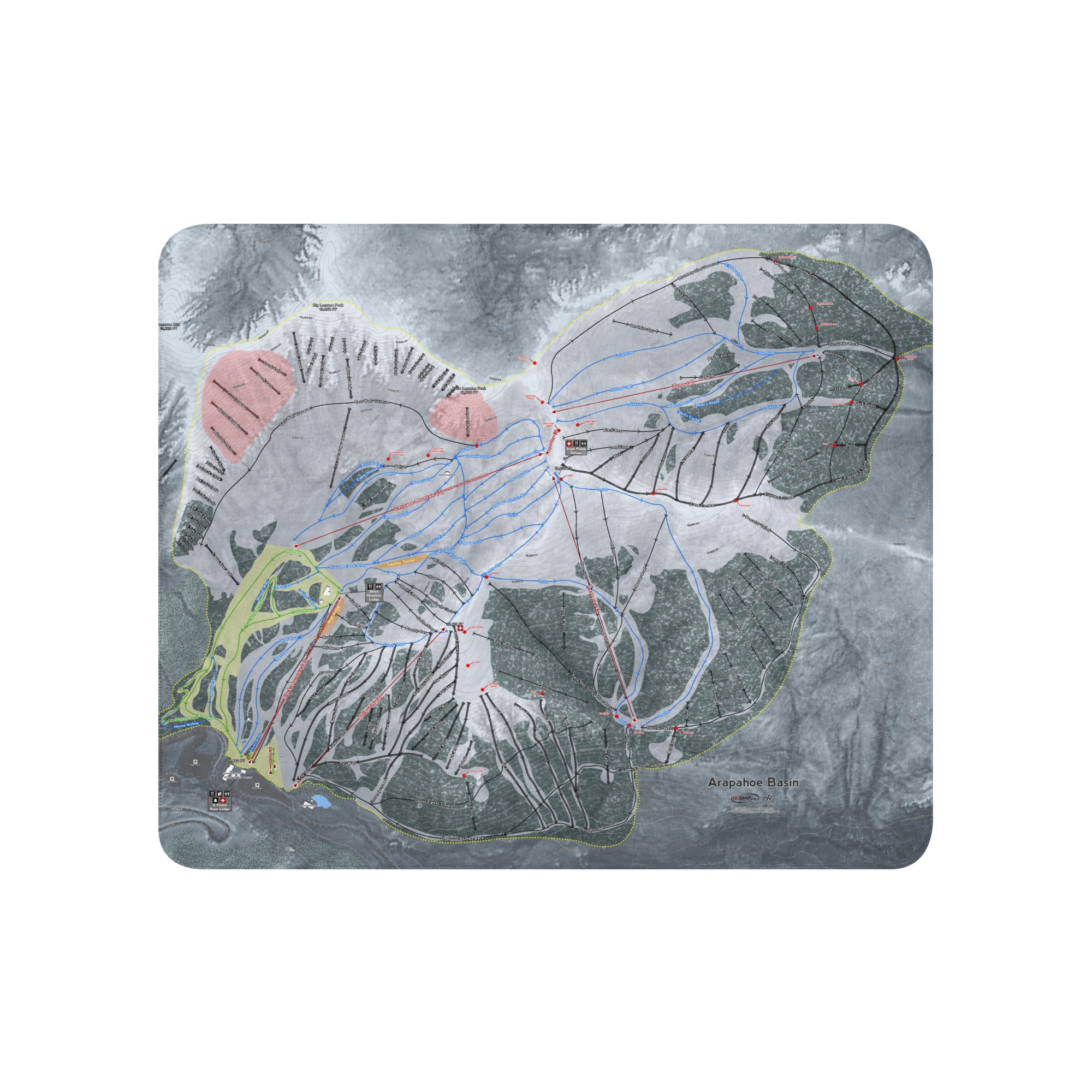 Arapahoe Basin, Colorado Ski Resort Map Sherpa blanket