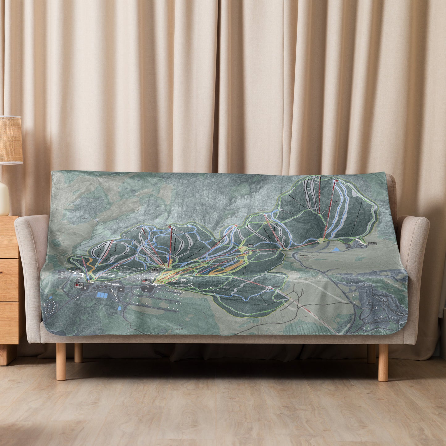 Sunday River, Maine Ski Resort Map blanket - Powderaddicts