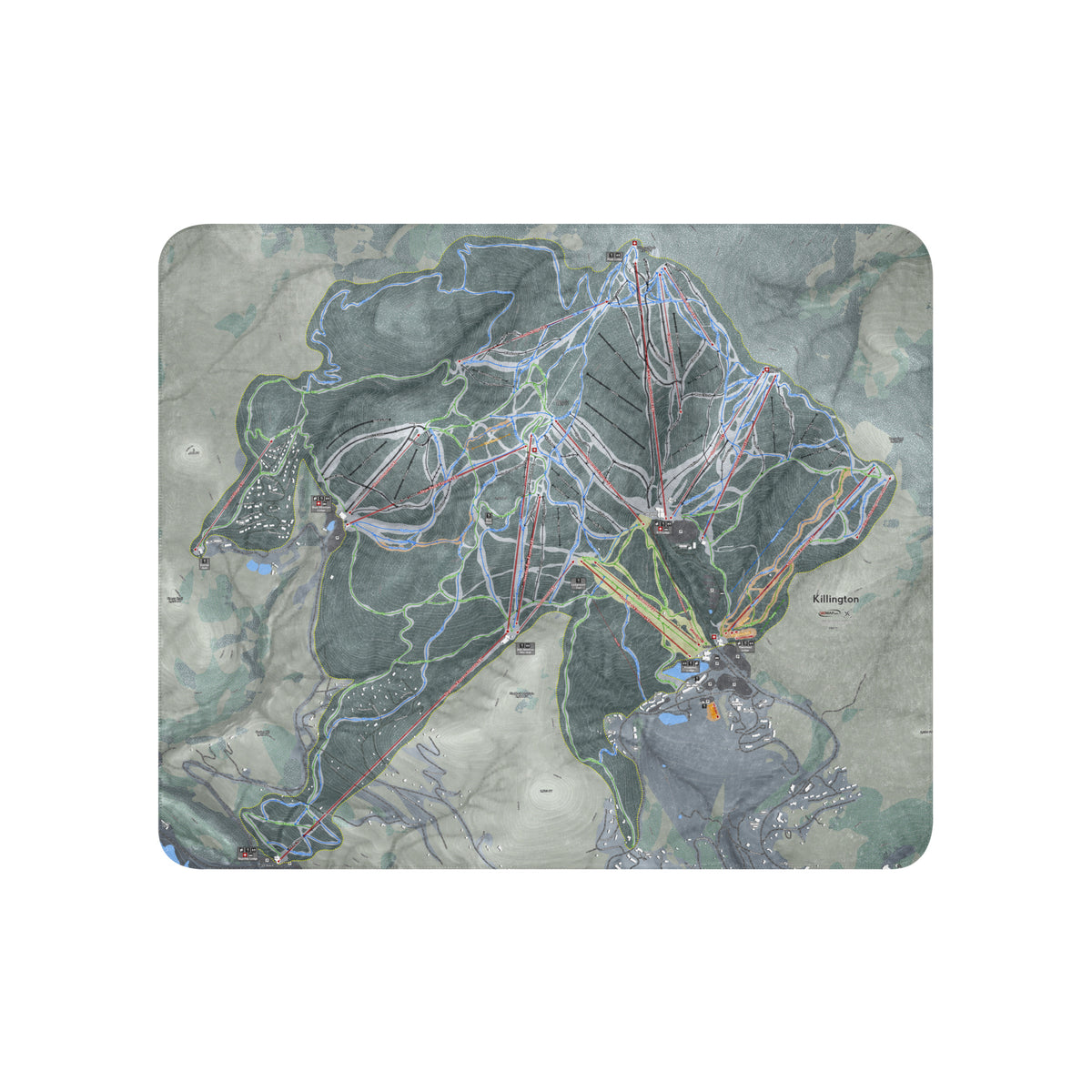 Killington, Vermont Ski Resort Map blanket - Powderaddicts