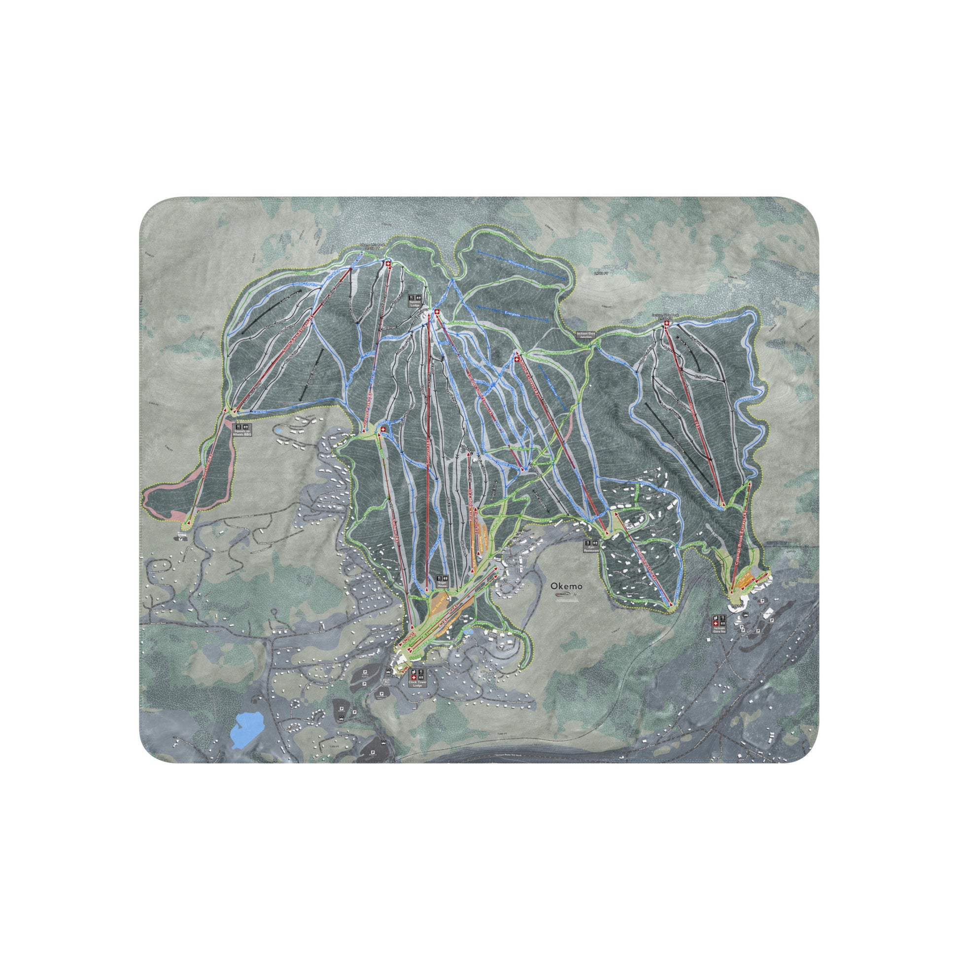 Okemo, Vermont Ski Resort Map blanket - Powderaddicts