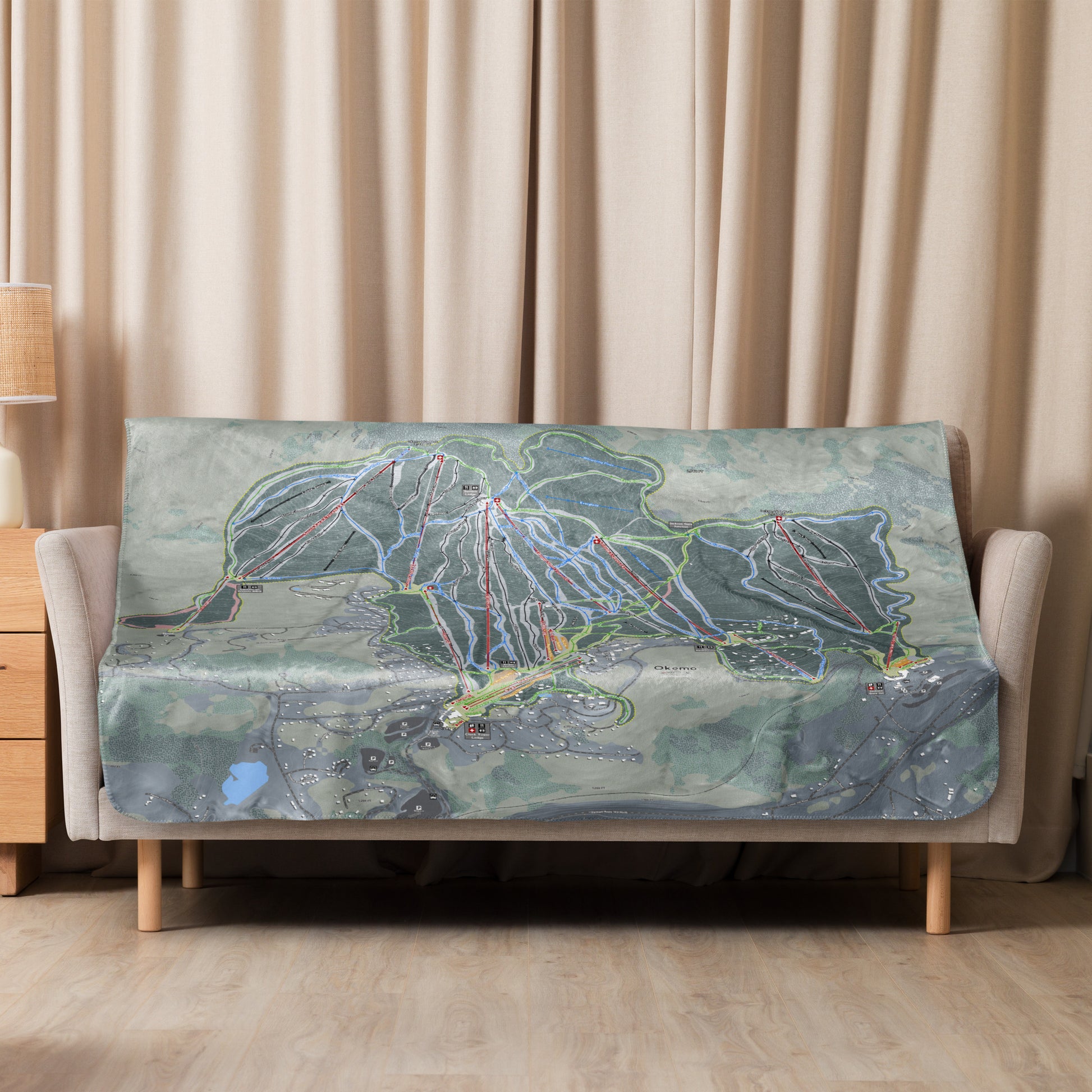 Okemo, Vermont Ski Resort Map blanket - Powderaddicts