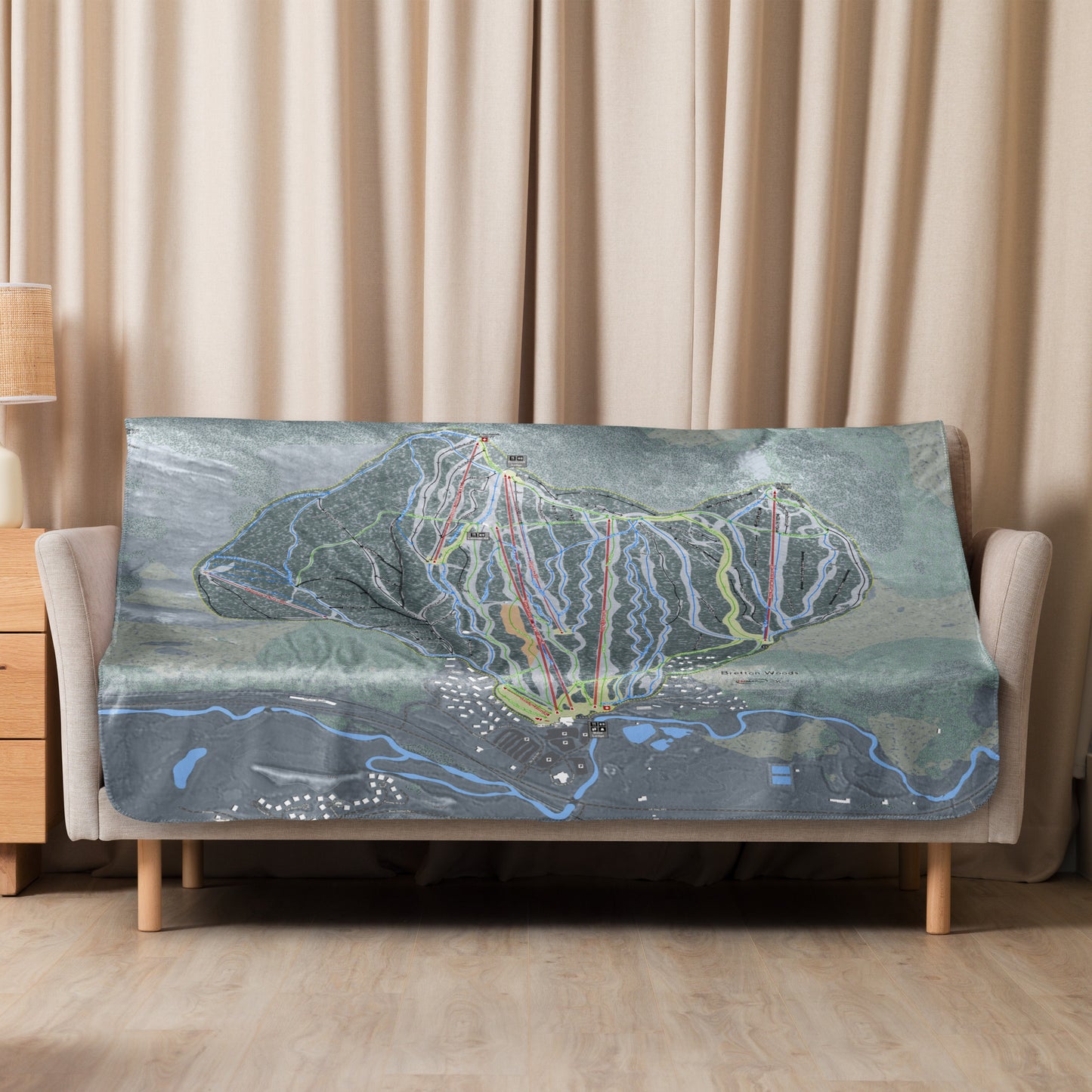 Bretton Woods, New Hampshire Ski Resort Map blanket - Powderaddicts