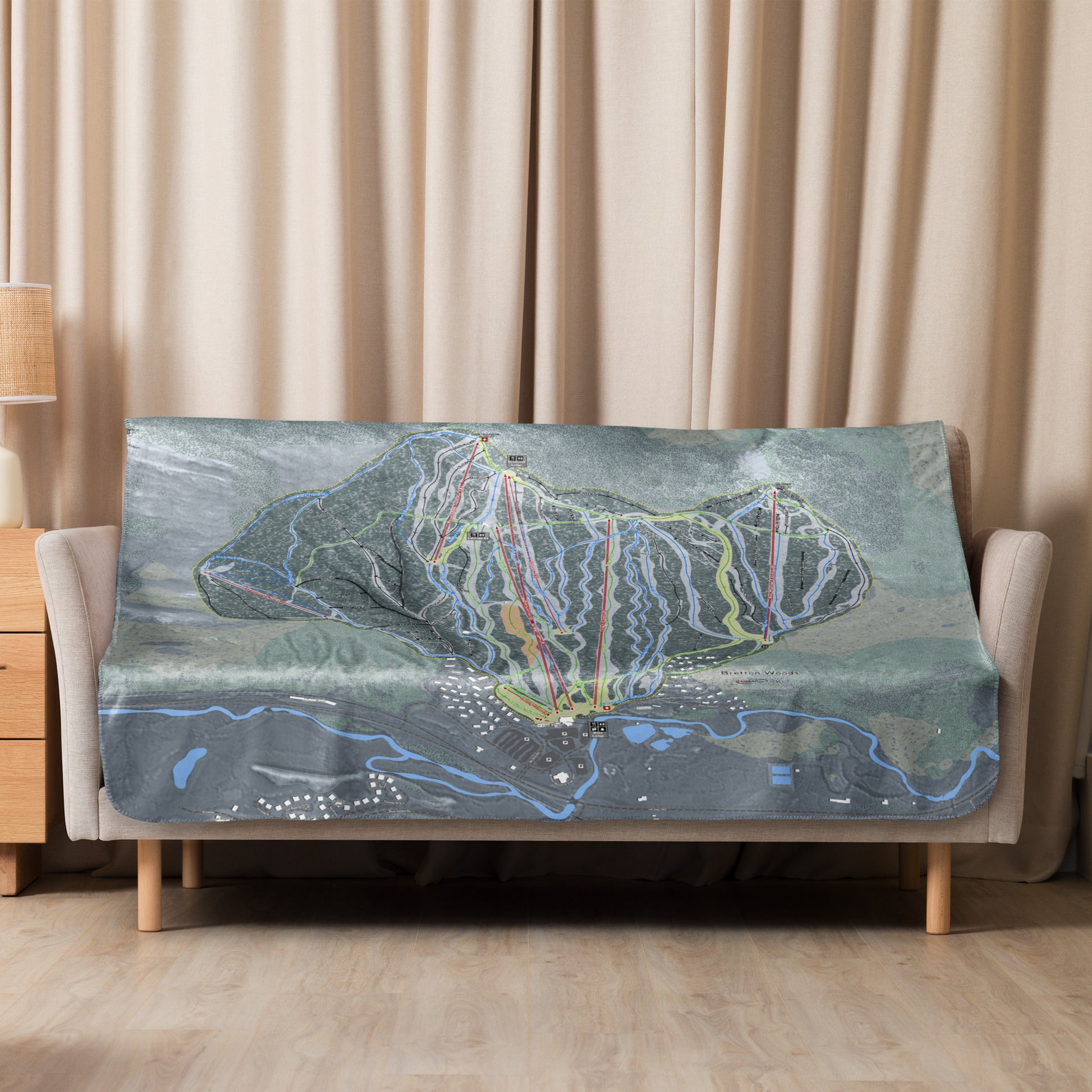 Bretton Woods, New Hampshire Ski Resort Map blanket - Powderaddicts