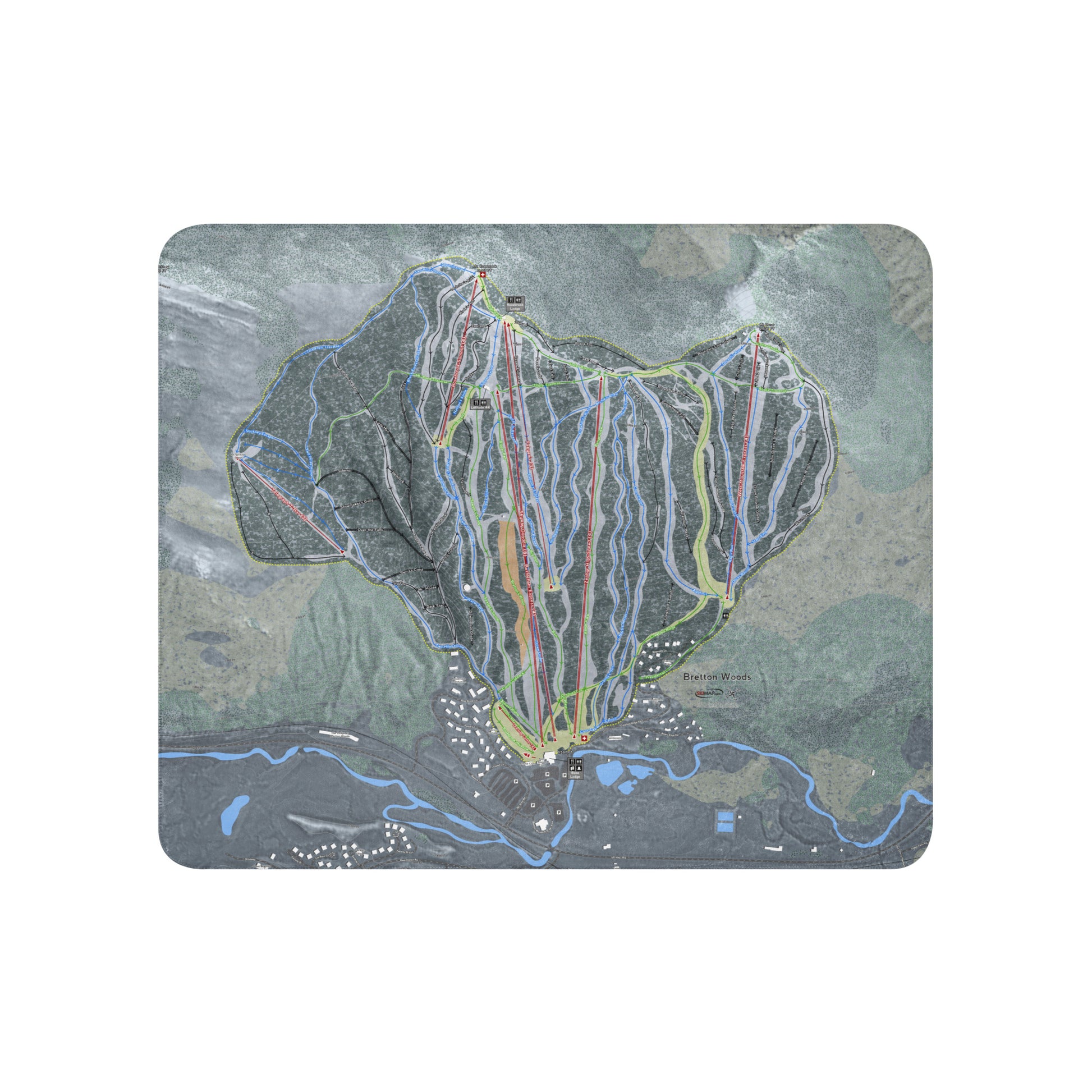 Bretton Woods, New Hampshire Ski Resort Map blanket - Powderaddicts