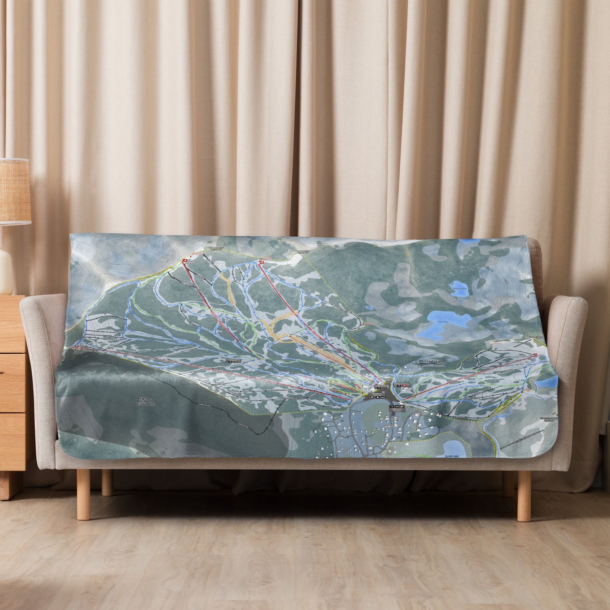 Brighton, Utah Ski Resort Map blanket - Powderaddicts