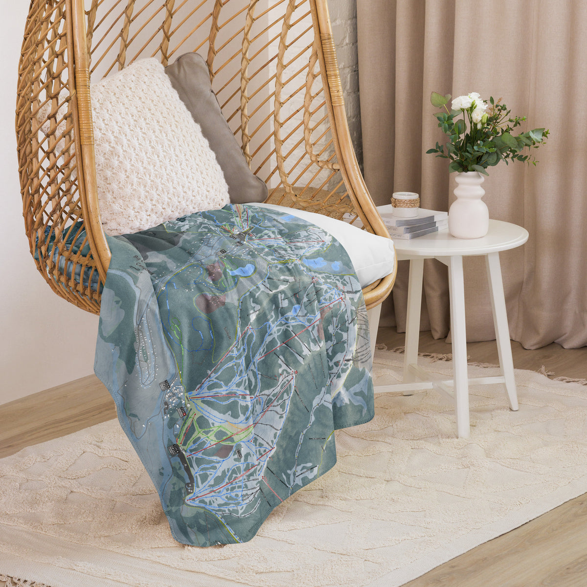 Big Cottonwood Canyon, Utah Ski Trail Map blanket