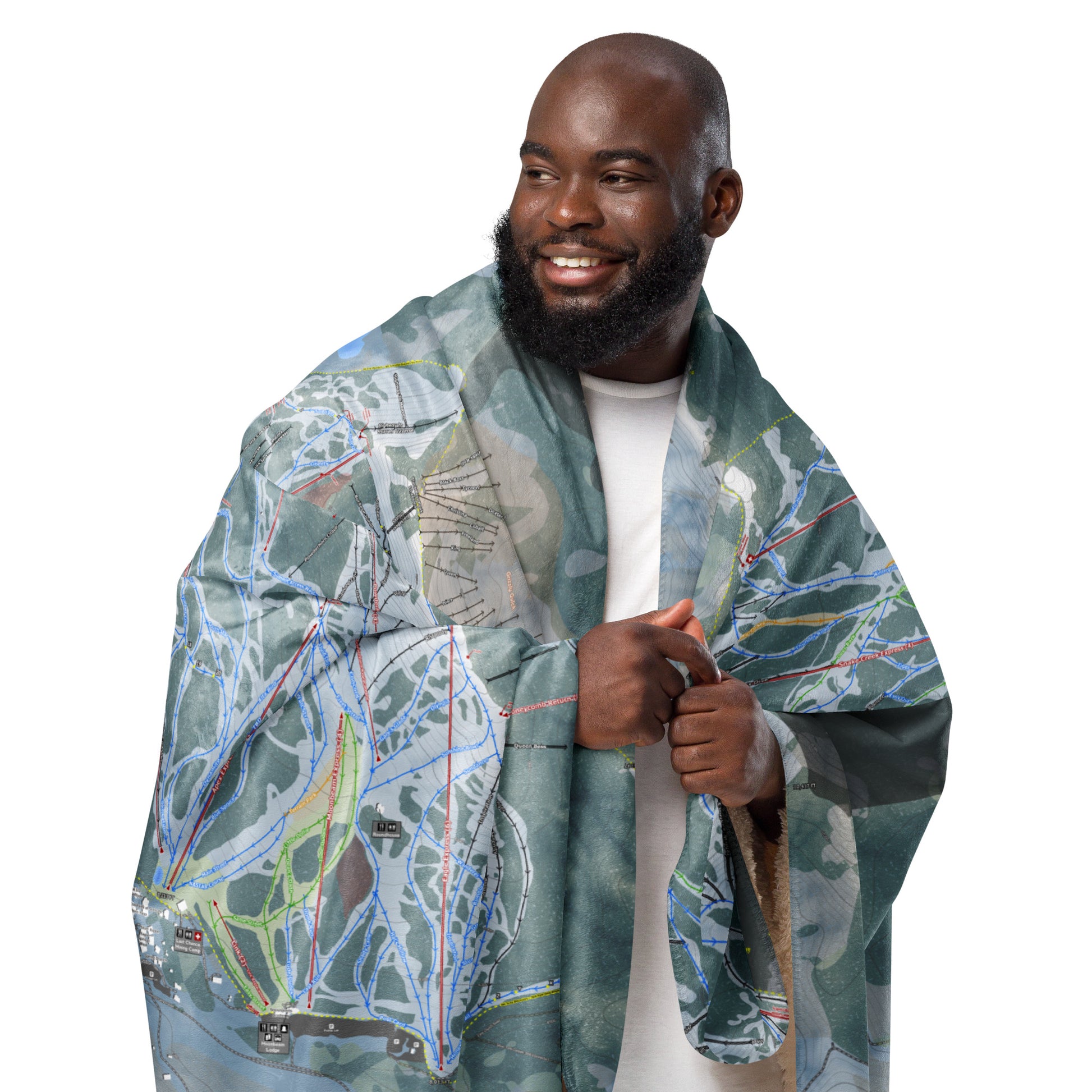 Big Cottonwood Canyon, Utah Ski Trail Map blanket - Powderaddicts