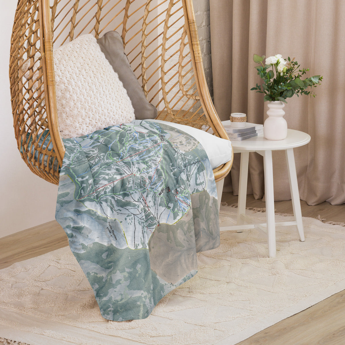 Powder Mountain, Utah Ski Resort Map blanket - Powderaddicts