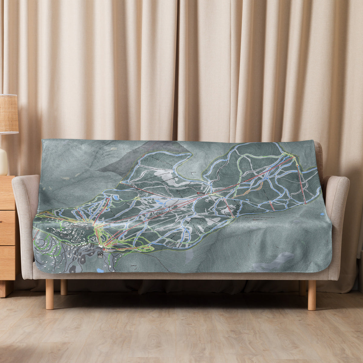 WHITEFISH MOUNTAIN, MONTANA SKI RESORT MAP BLANKET - Powderaddicts