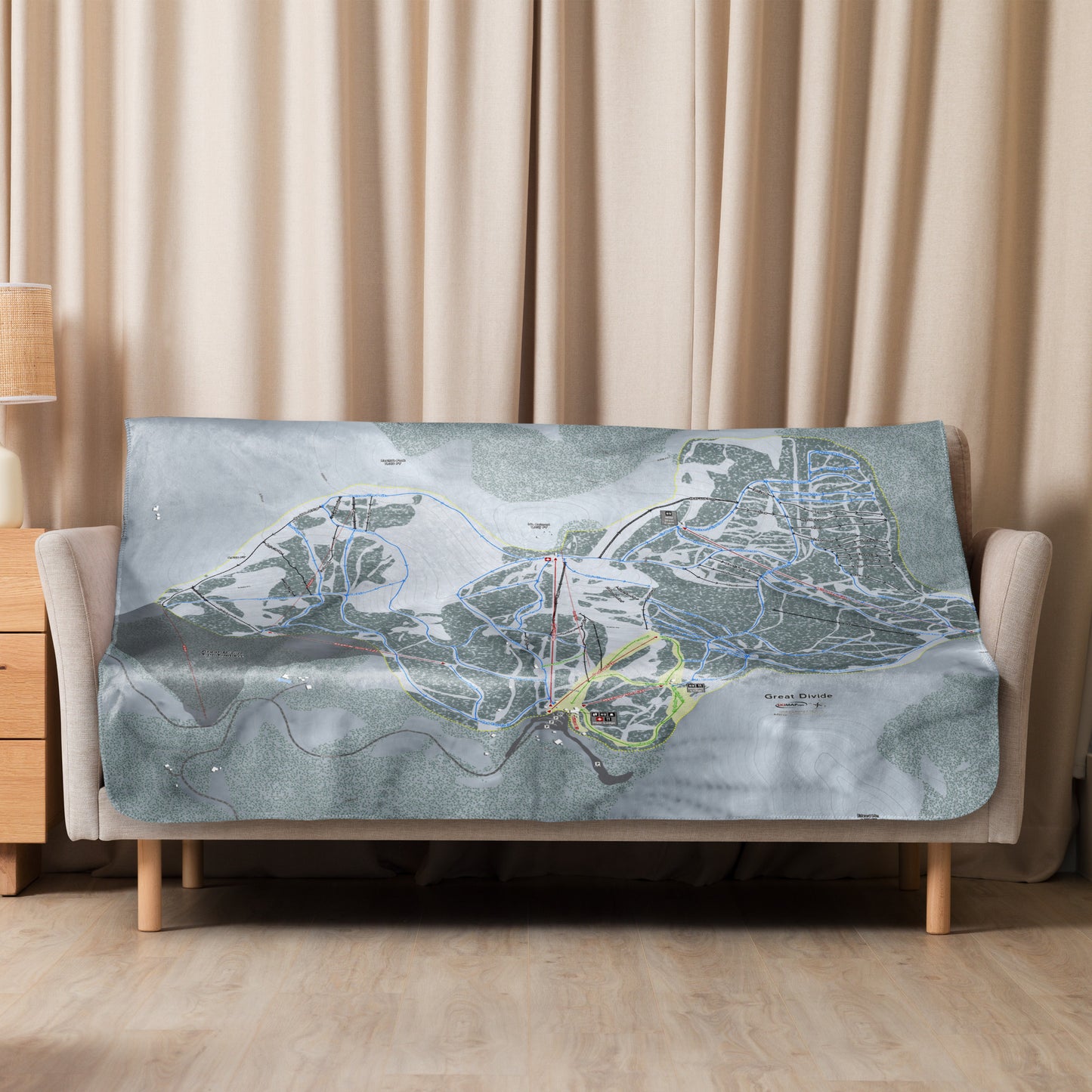 GREAT DIVIDE, MONTANA SKI RESORT MAP BLANKET - Powderaddicts