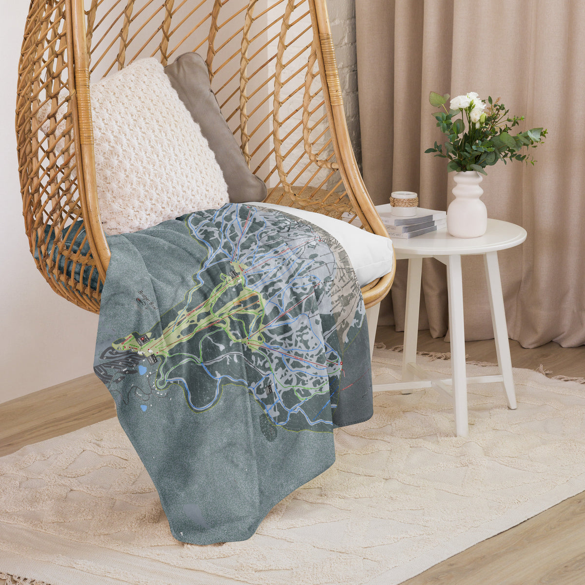 Bridger Bowl, Montana Ski Resort Map Blanket - Powderaddicts