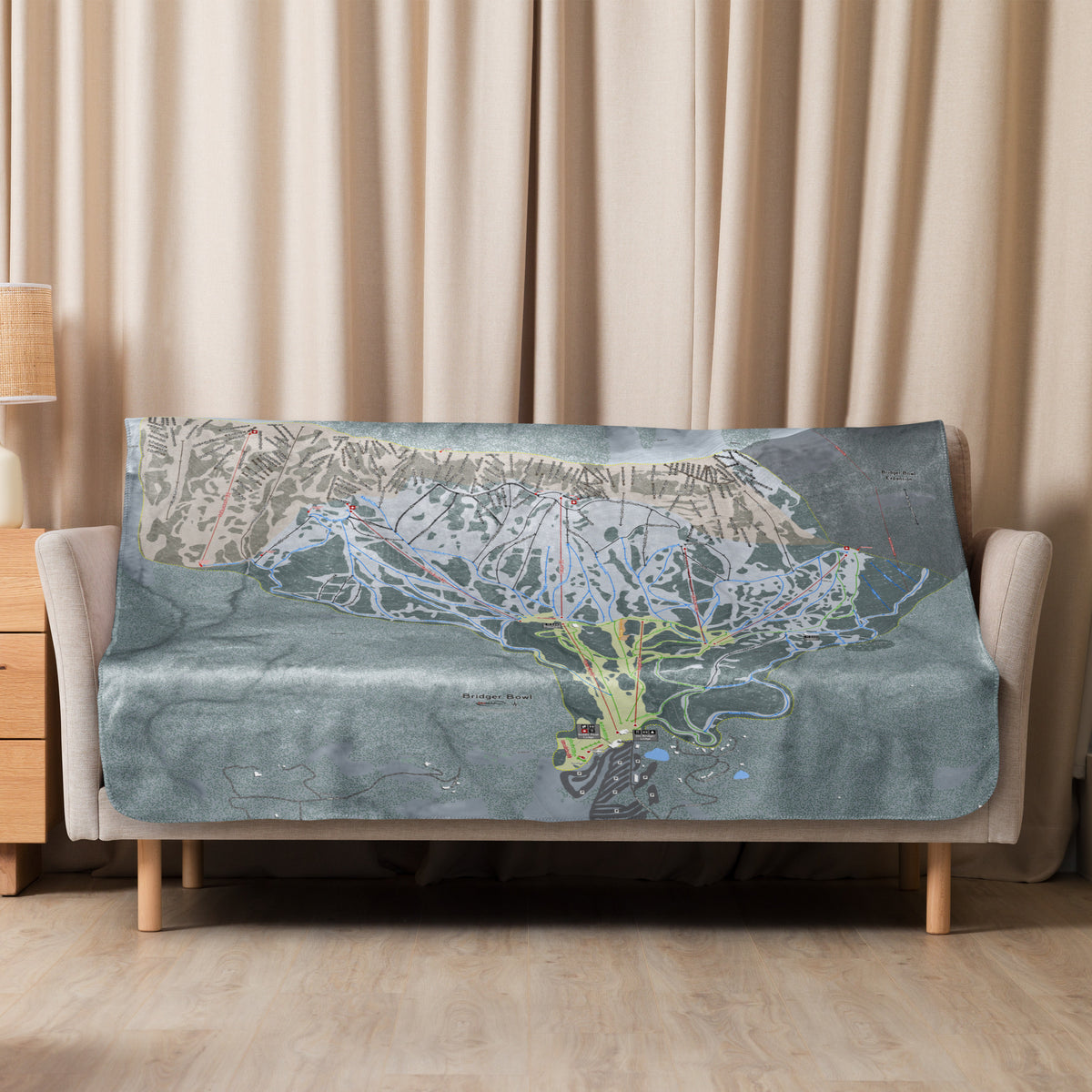 Bridger Bowl, Montana Ski Resort Map Blanket - Powderaddicts