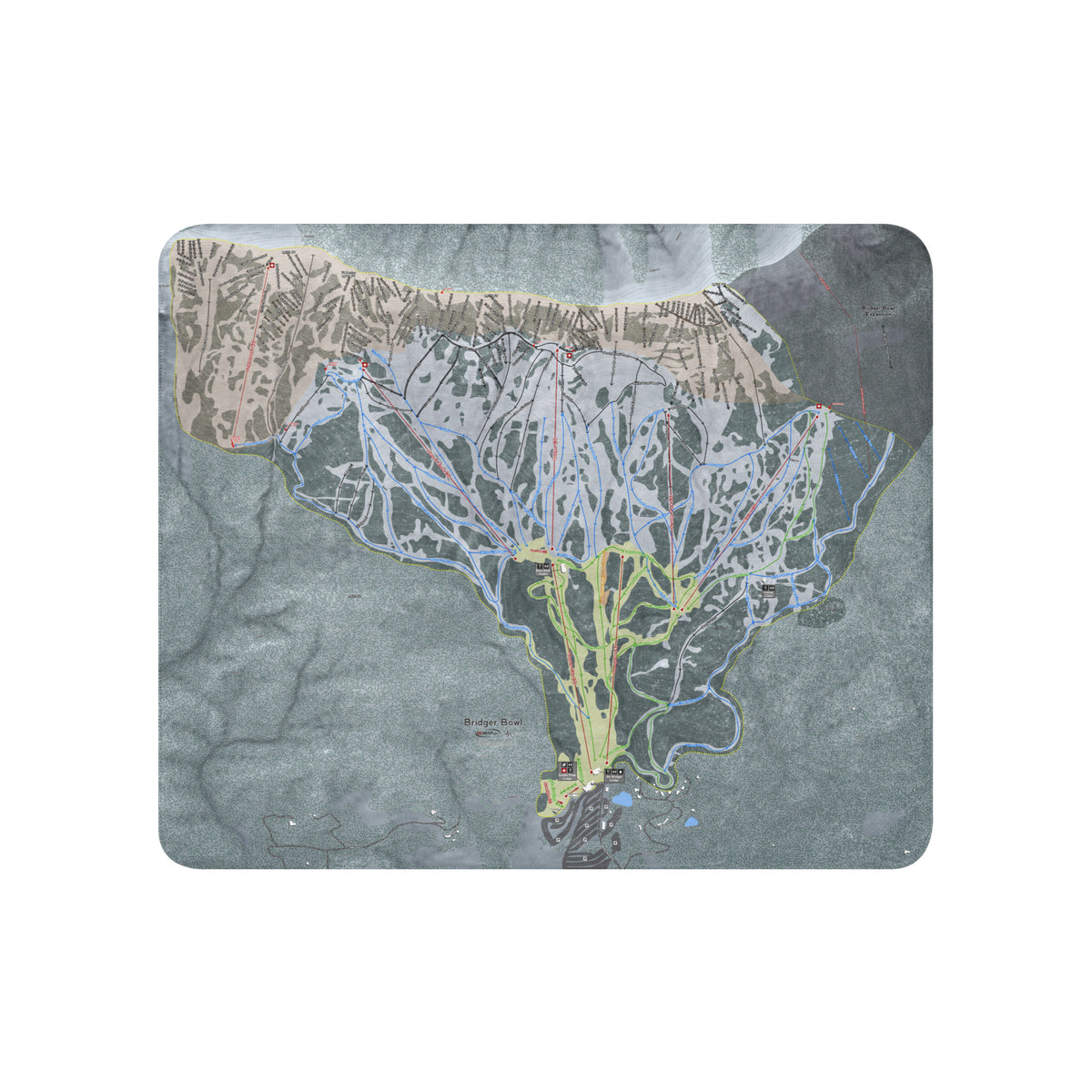 Bridger Bowl, Montana Ski Resort Map Blanket - Powderaddicts