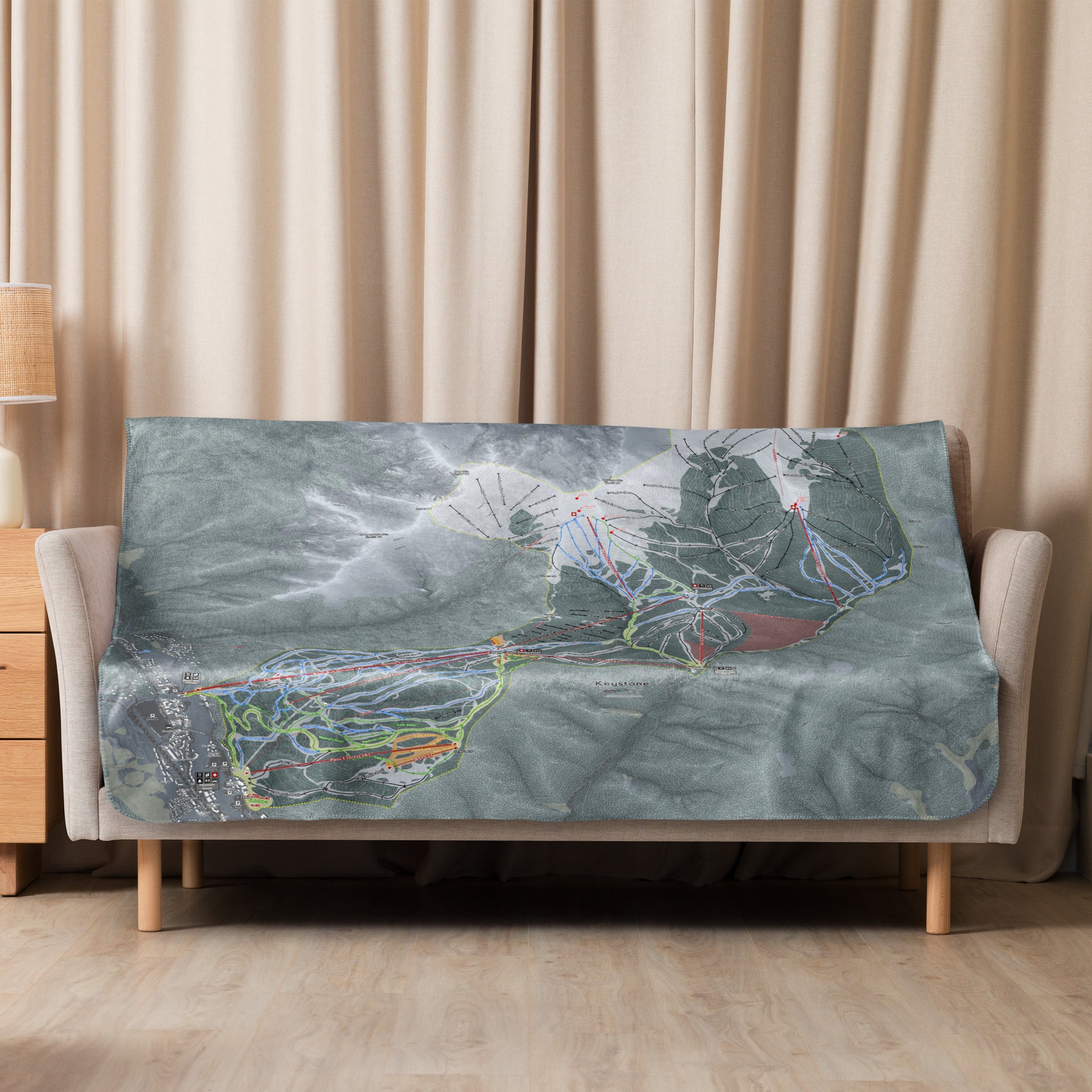 Keystone, Colorado Ski Resort Map blanket - Powderaddicts