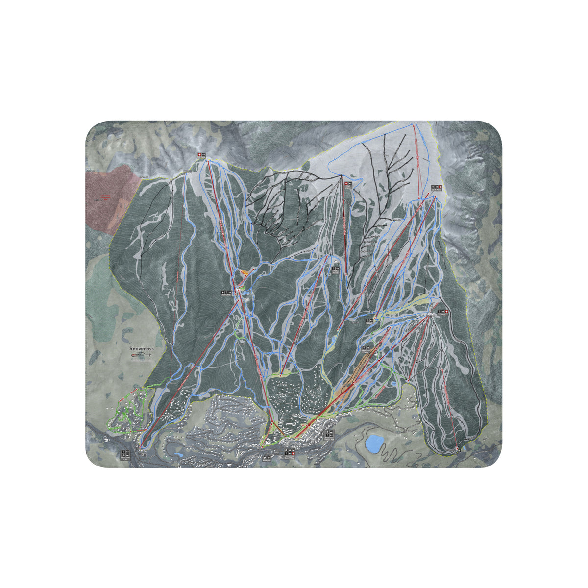 Snowmass, Colorado Ski Resort Map blanket