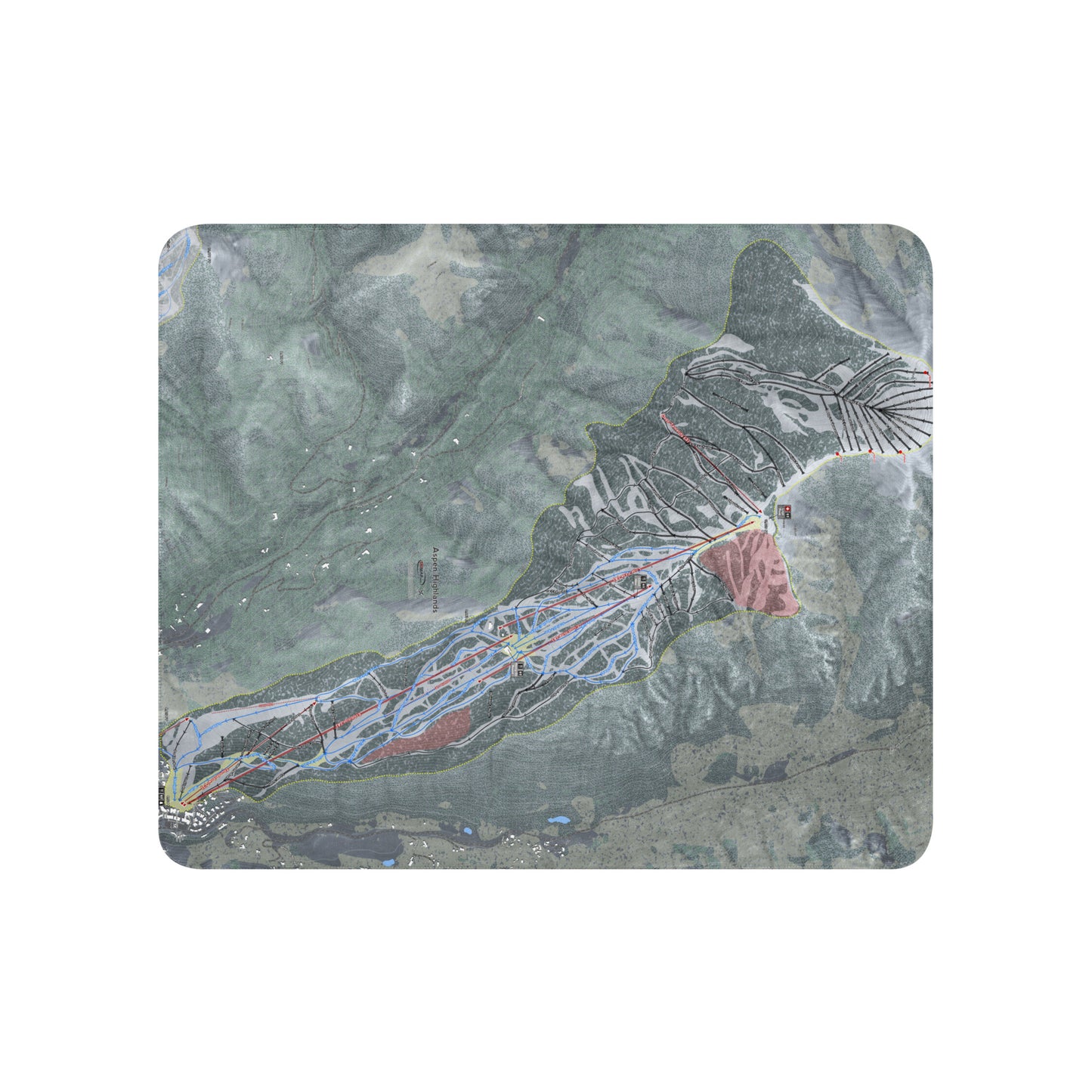 Aspen Highlands, Colorado Ski Resort Map blanket - Powderaddicts