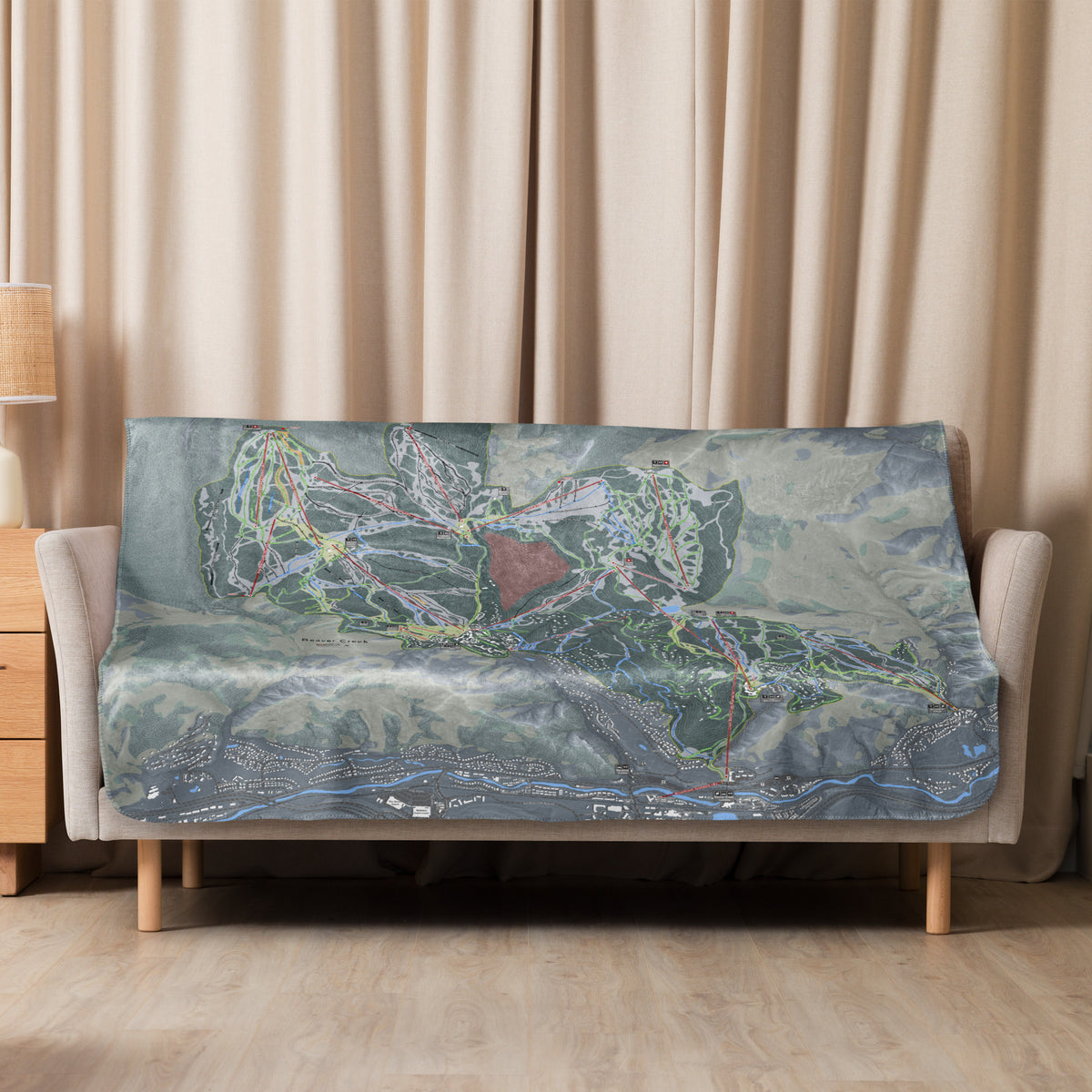 Beaver Creek, Colorado Ski Resort Map blanket - Powderaddicts