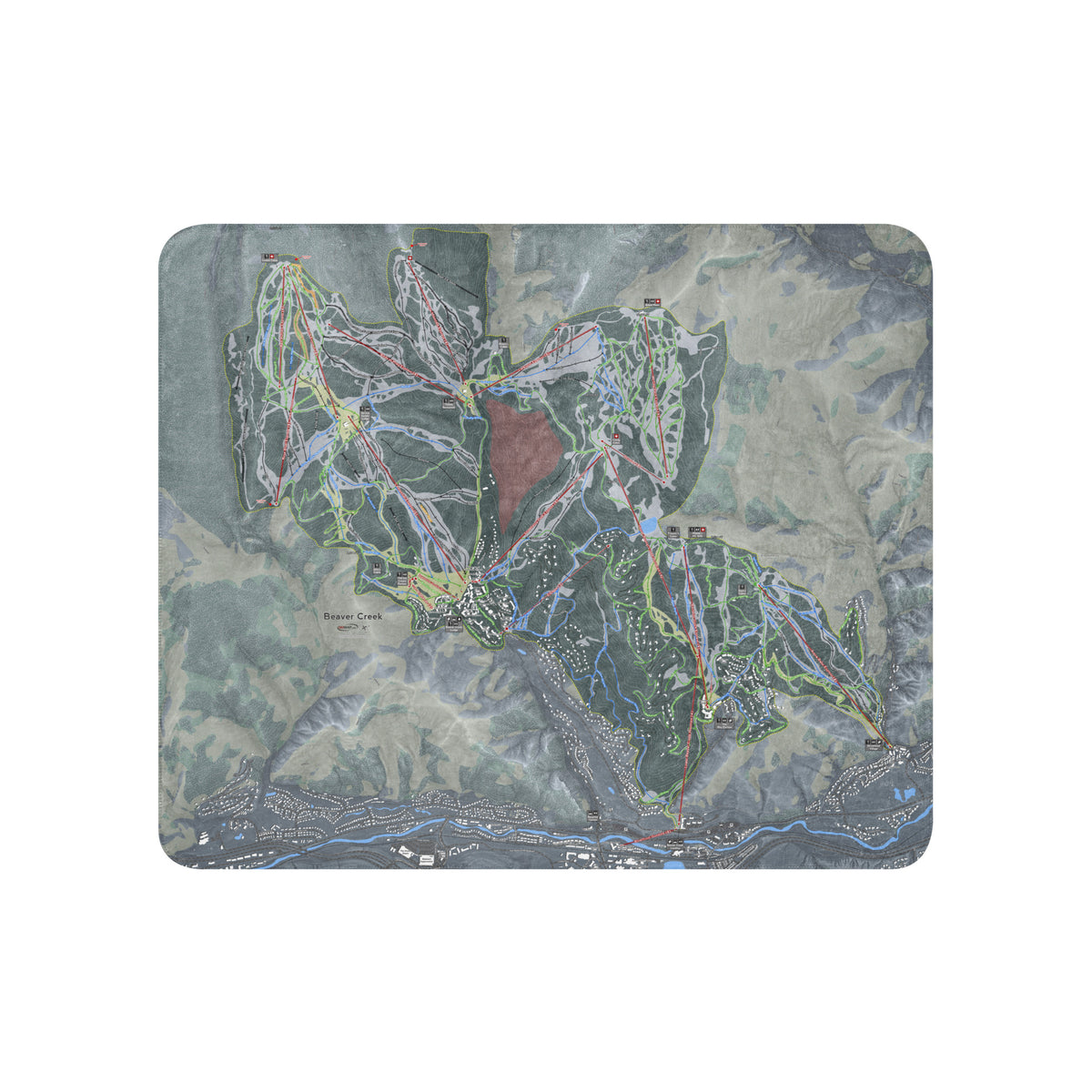 Beaver Creek, Colorado Ski Resort Map blanket - Powderaddicts