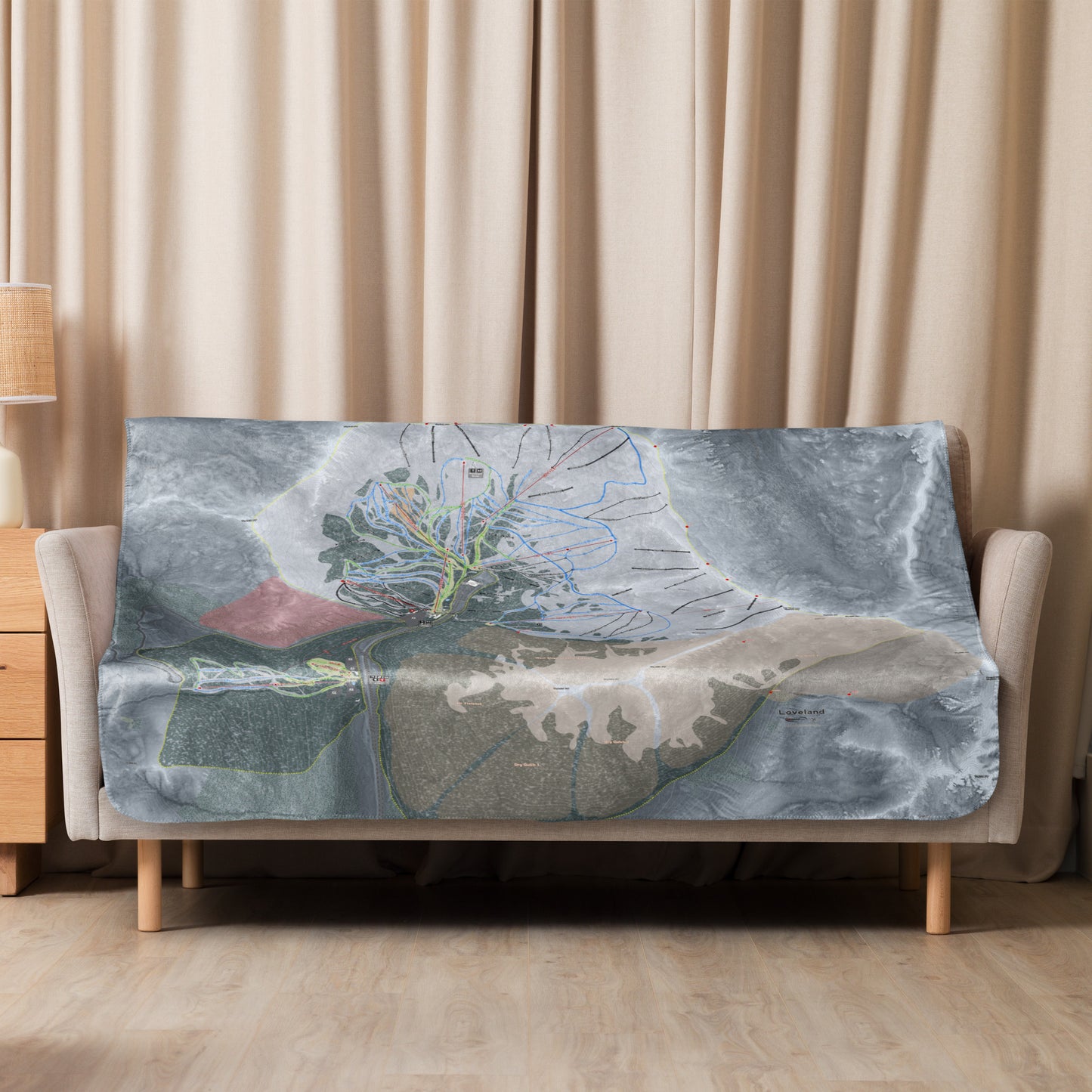 Loveland, Colorado Ski Resort Map blanket - Powderaddicts