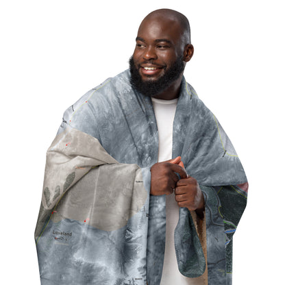 Loveland, Colorado Ski Resort Map blanket - Powderaddicts